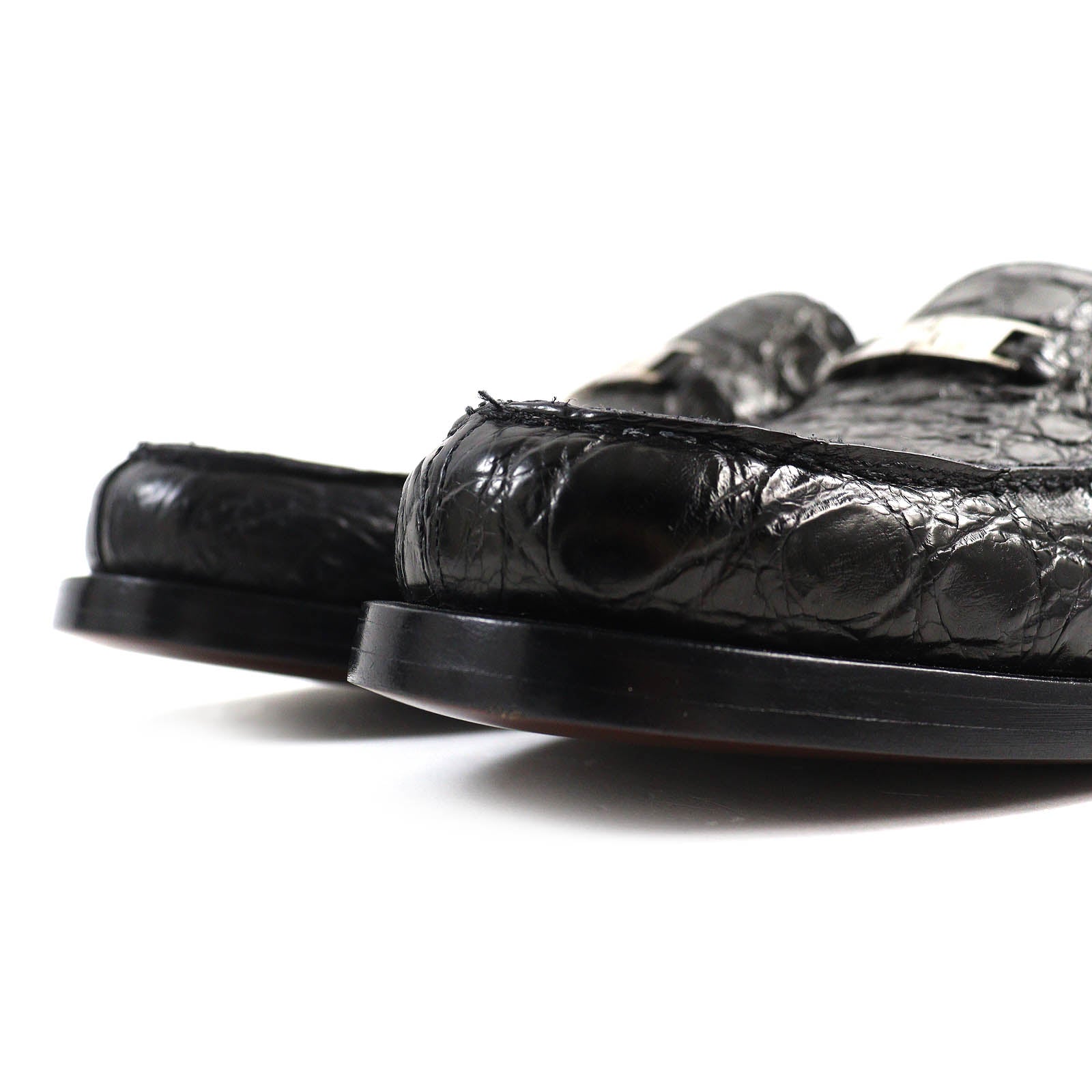 Versace Crocodile Loafers Black 40 Mens