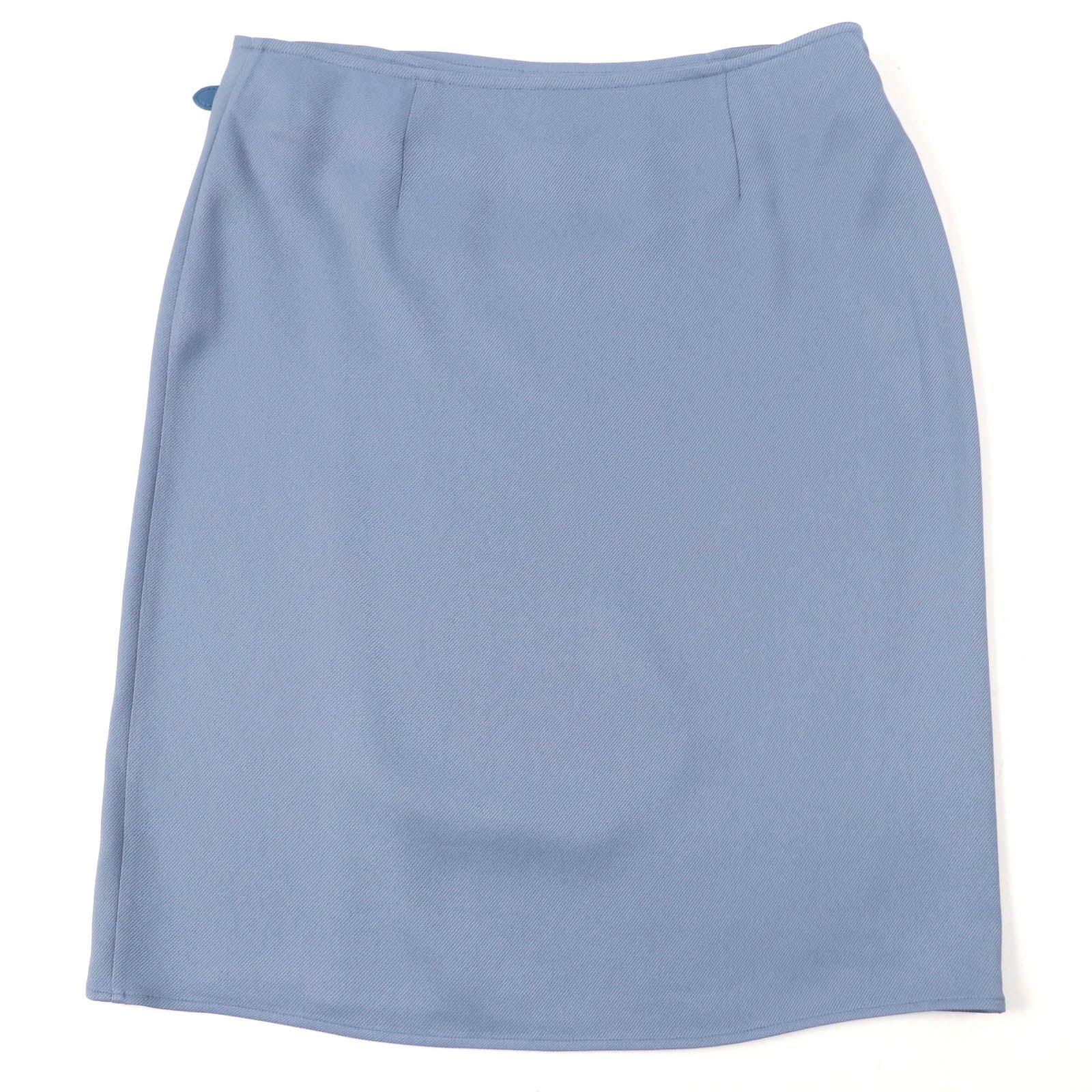 Hermes Rayon Silk Leather Wrap Skirt Blue 38