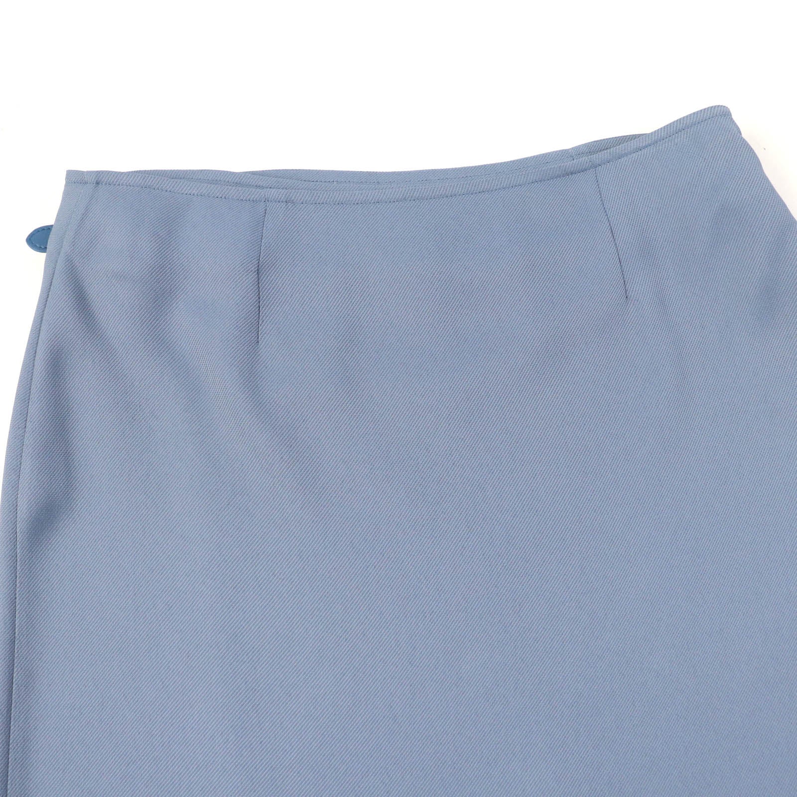 Hermes Rayon Silk Leather Wrap Skirt Blue 38