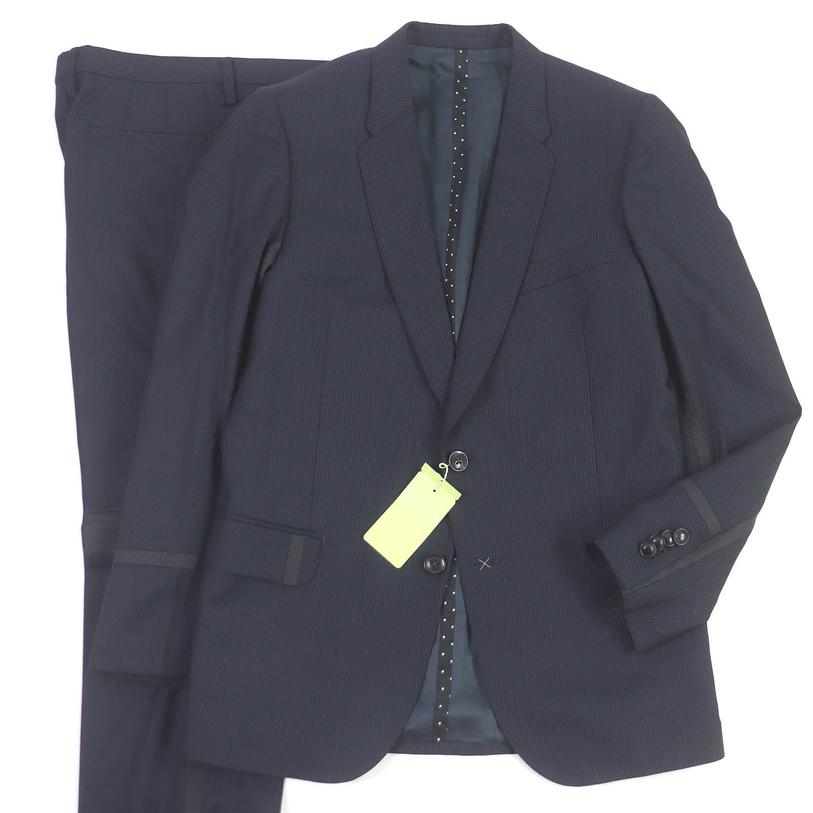 Paul Smith Wool Polyester Stripe Suit Navy M