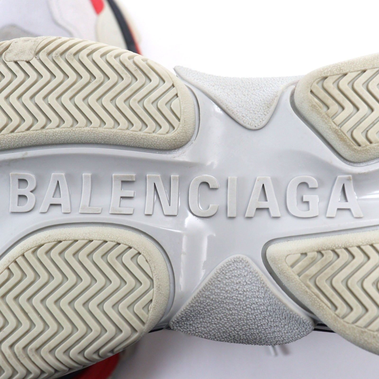 Balenciaga Triple S Leather Sneakers Gray Red