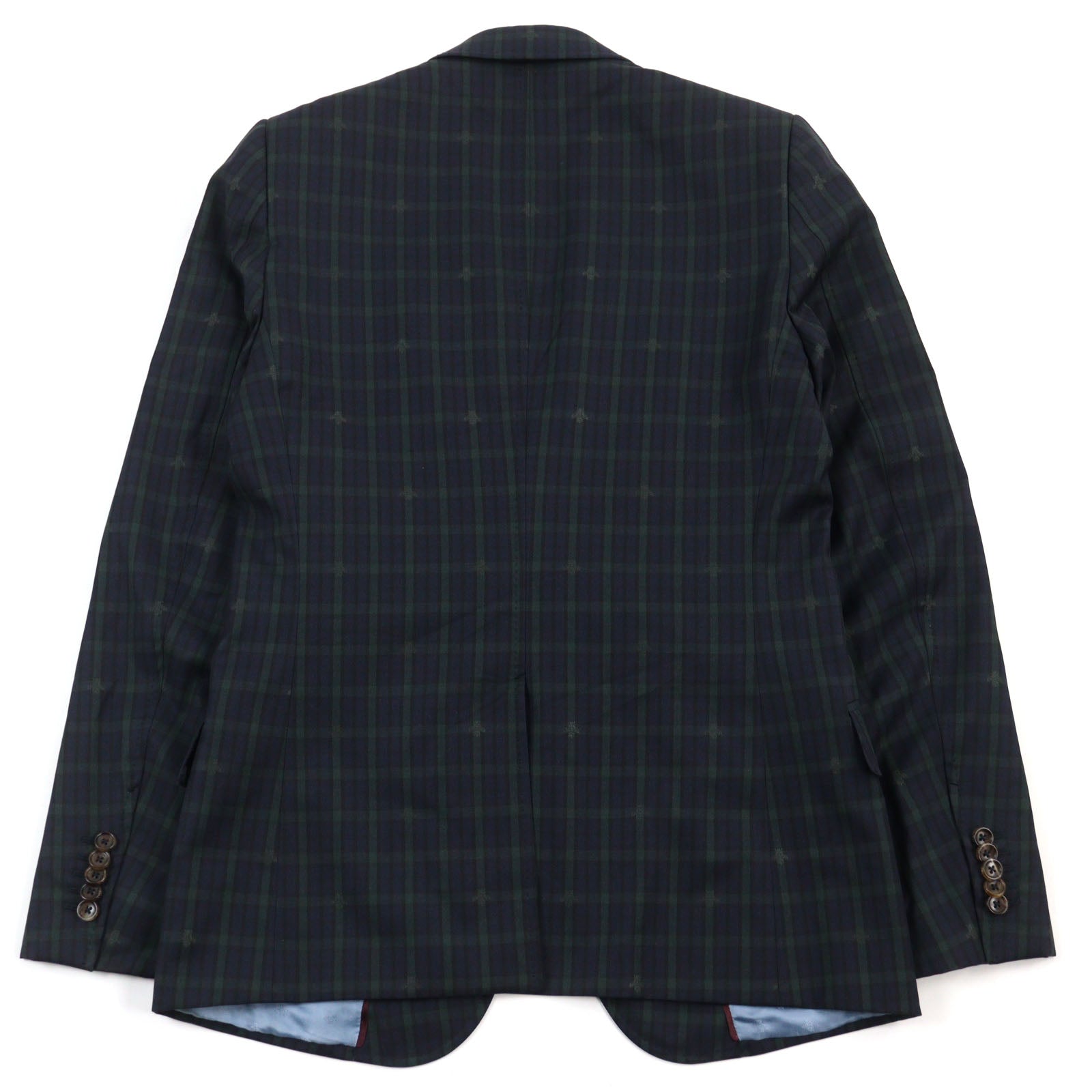 GUCCI Wool Silk Tailored Jacket Navy Check