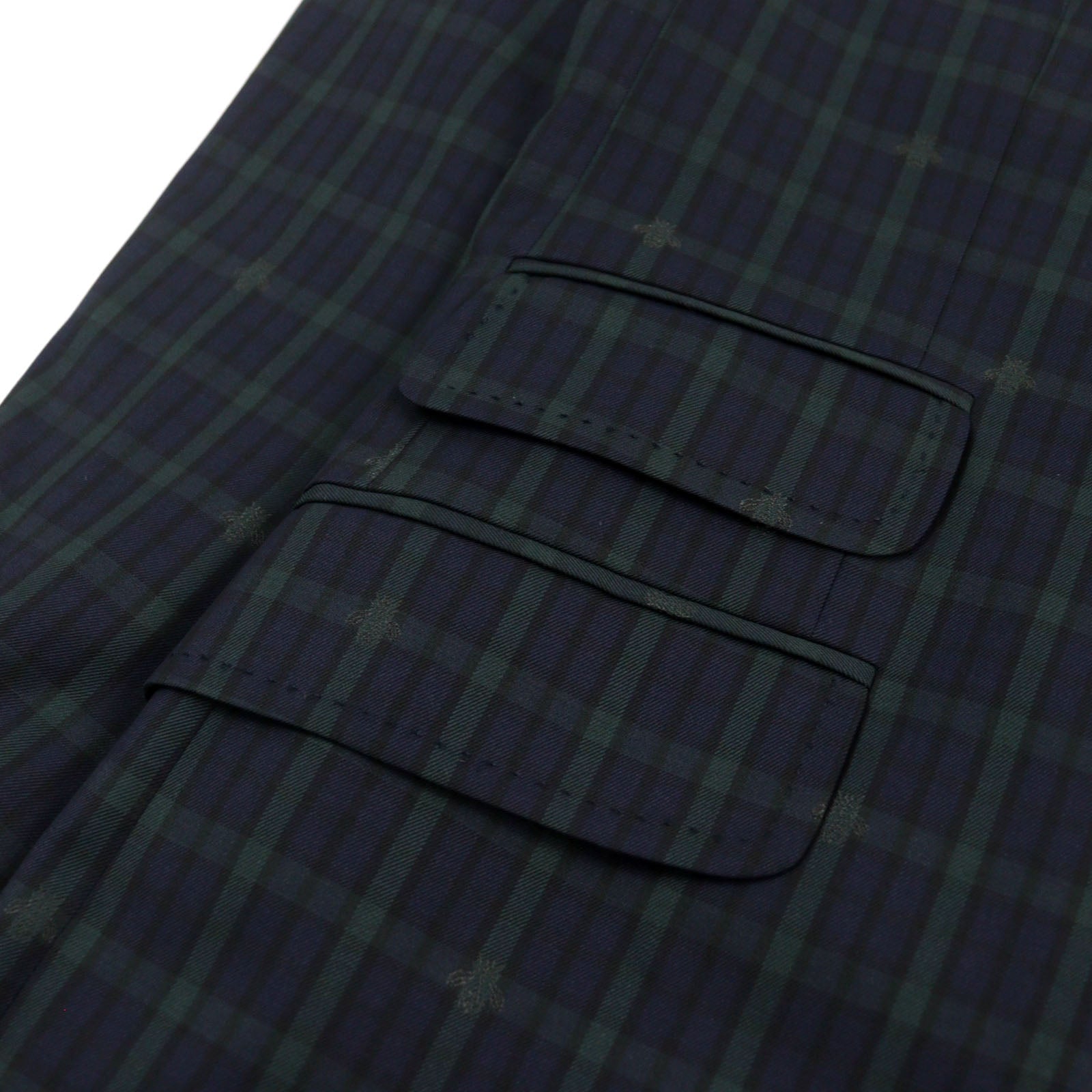 GUCCI Wool Silk Tailored Jacket Navy Check