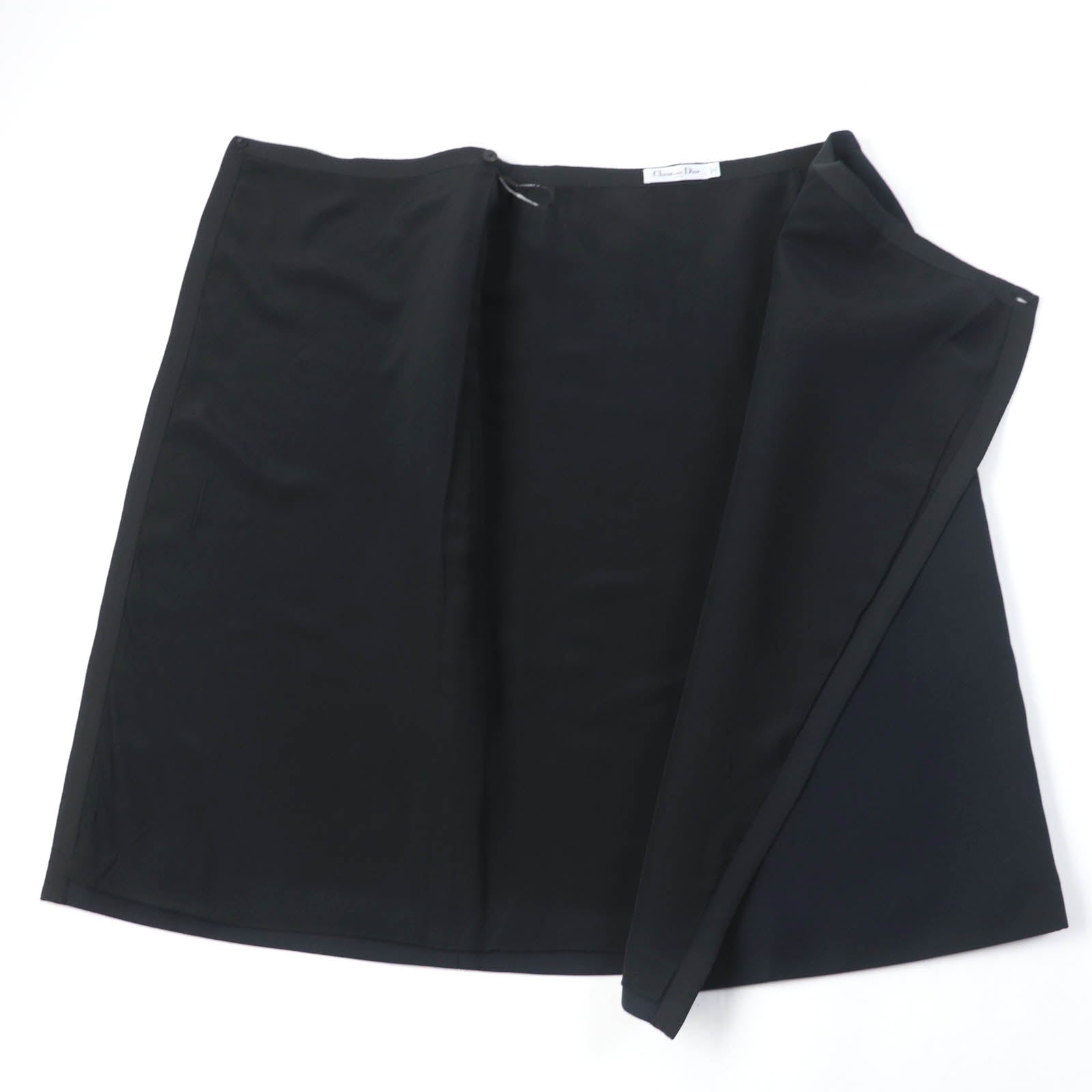 Dior Wool Silk Wrap Skirt Black 40