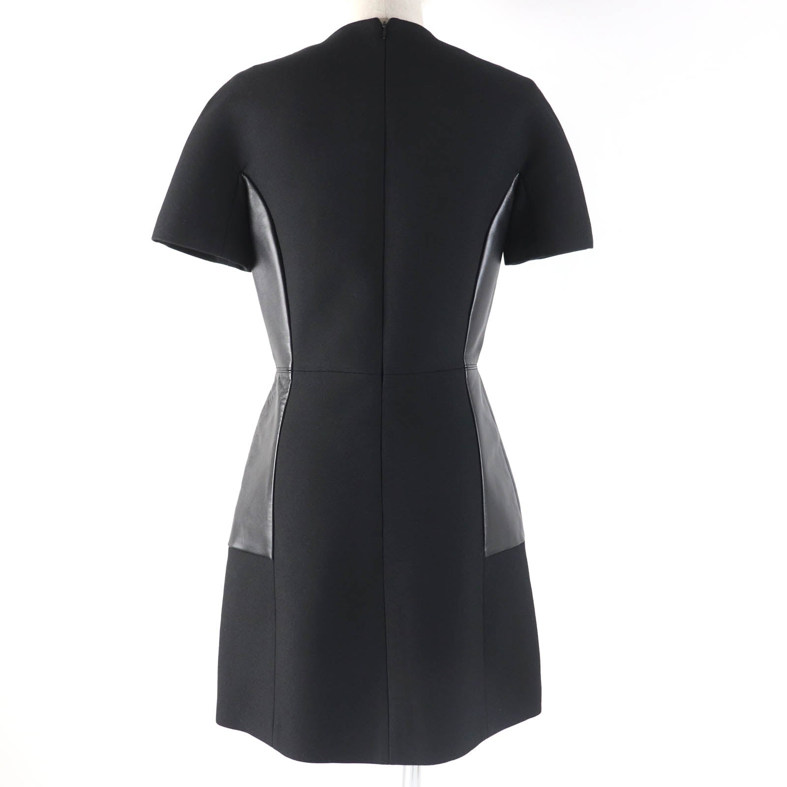 Louis Vuitton Wool Silk Leather Dress Black 34