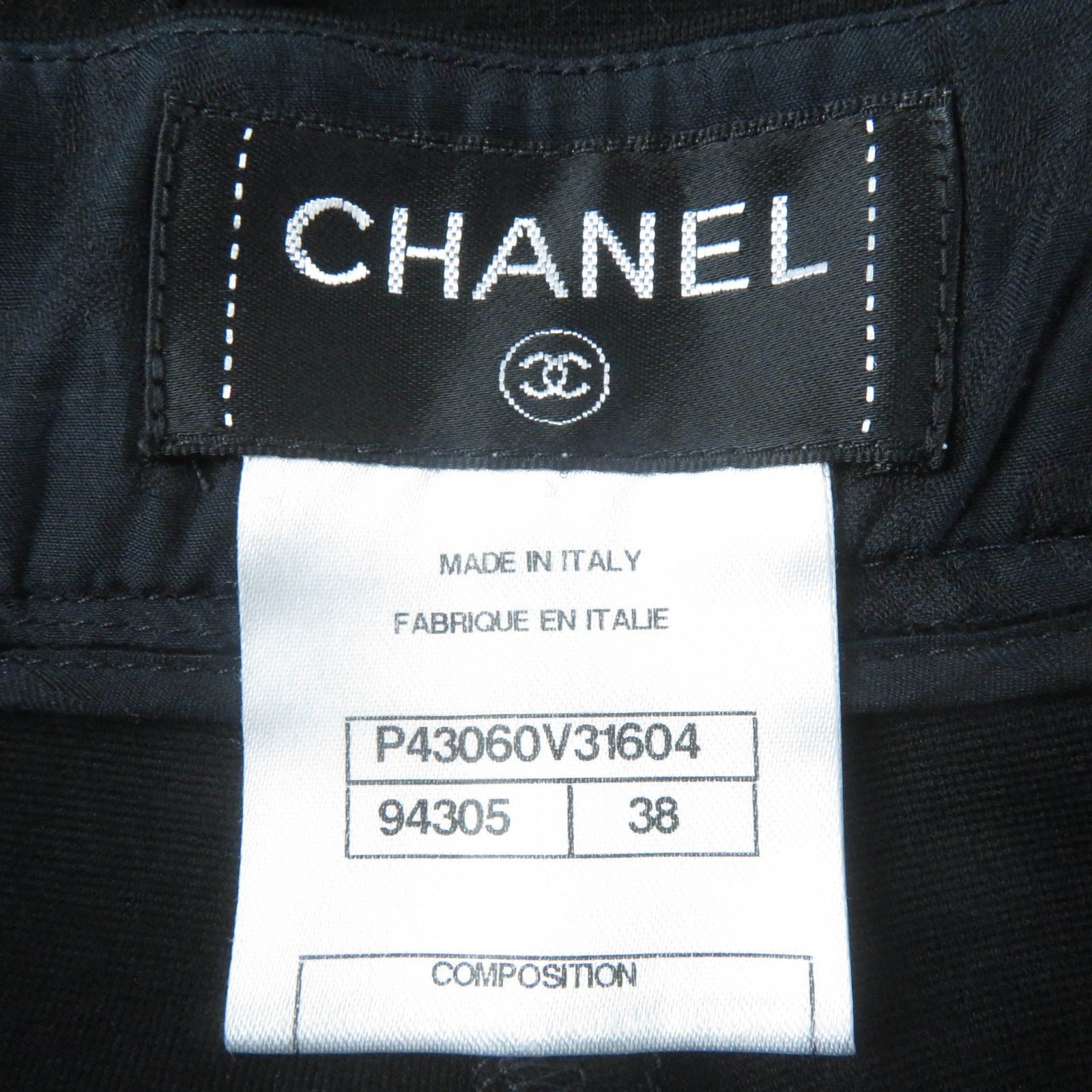 Chanel Gripoa Button Wide Pants Black 38