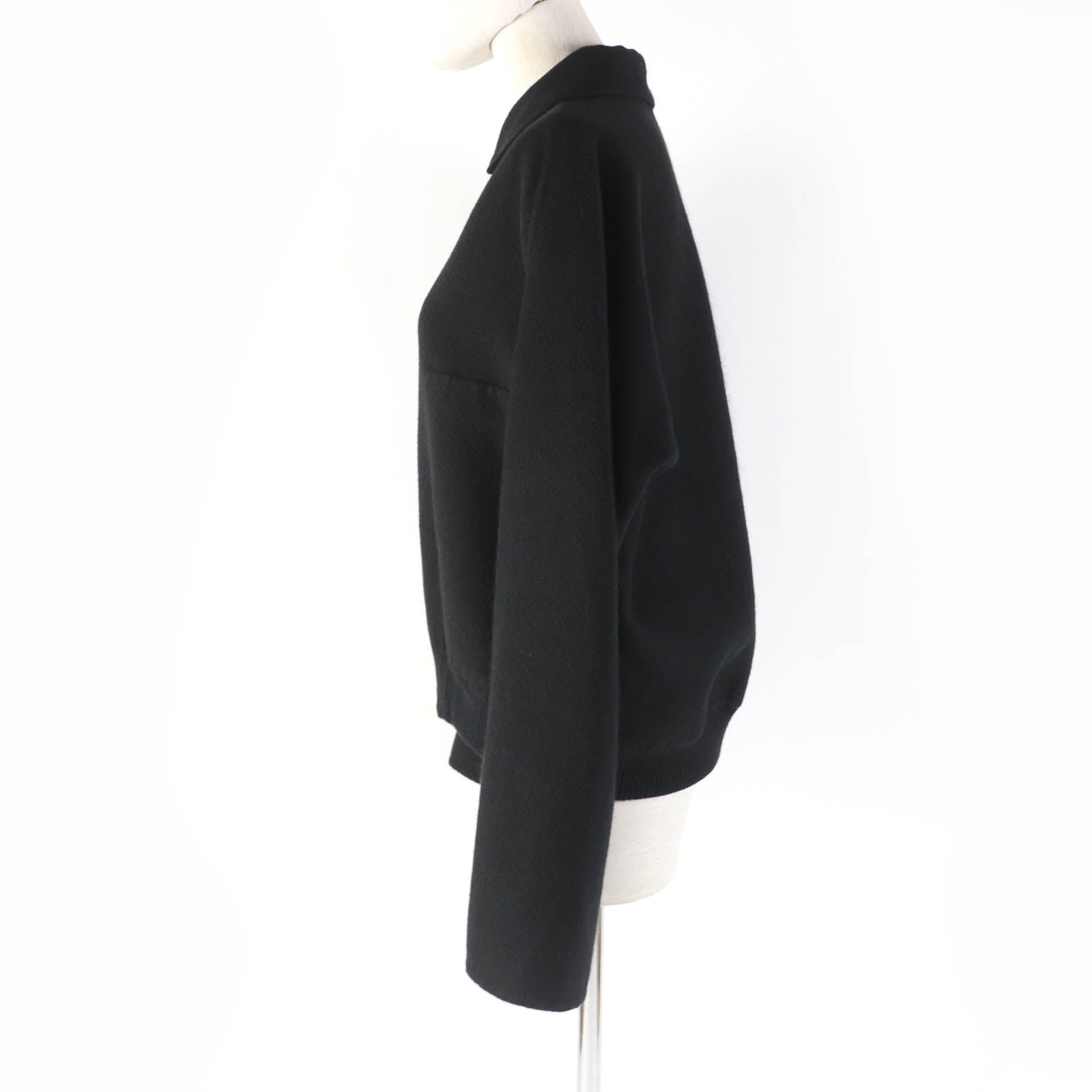 HERMES Cashmere Zip Up Jacket Black Women