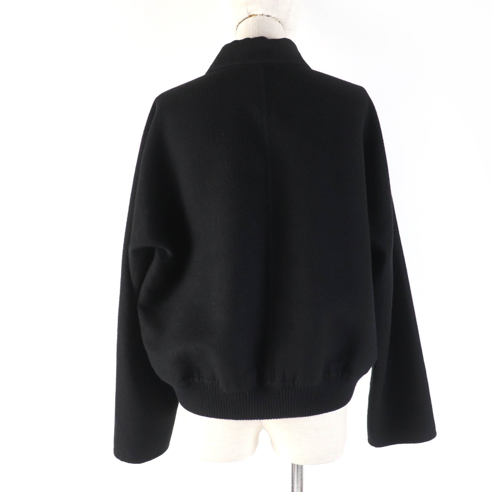 HERMES Cashmere Zip Up Jacket Black Women