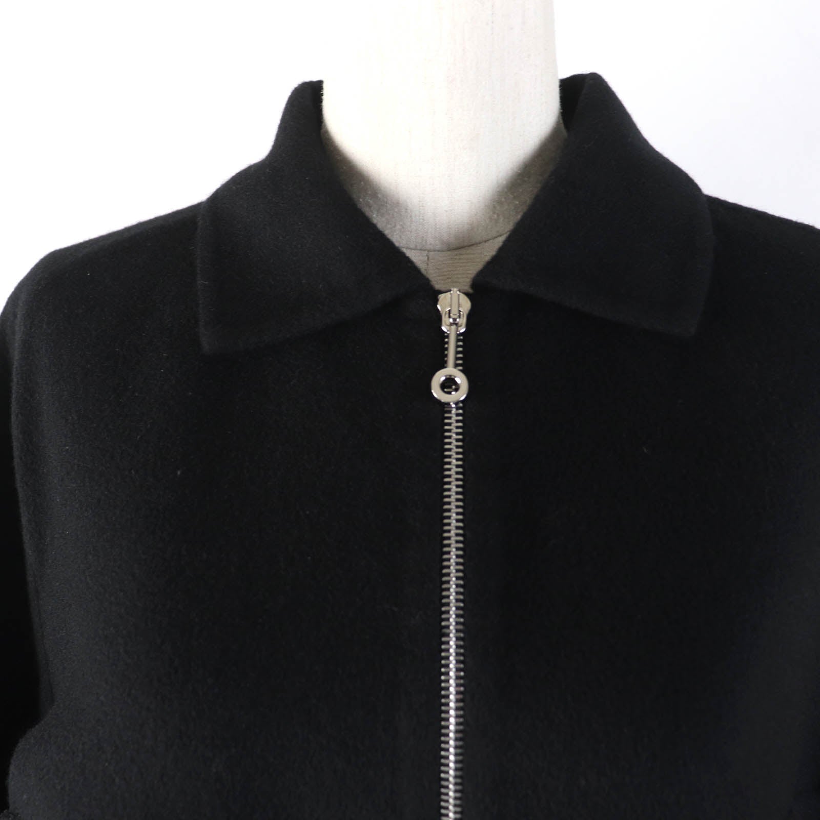 HERMES Cashmere Zip Up Jacket Black Women