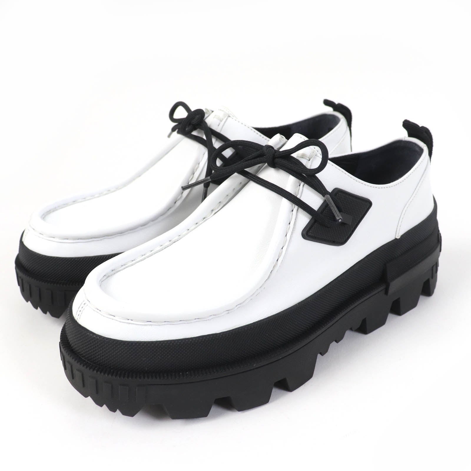 Moncler Leather Chunky Sole Loafers White Black