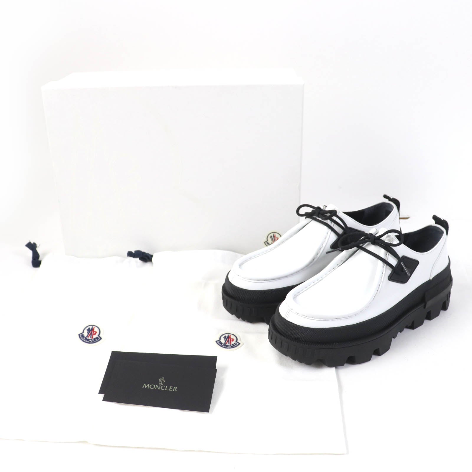 Moncler Leather Chunky Sole Loafers White Black