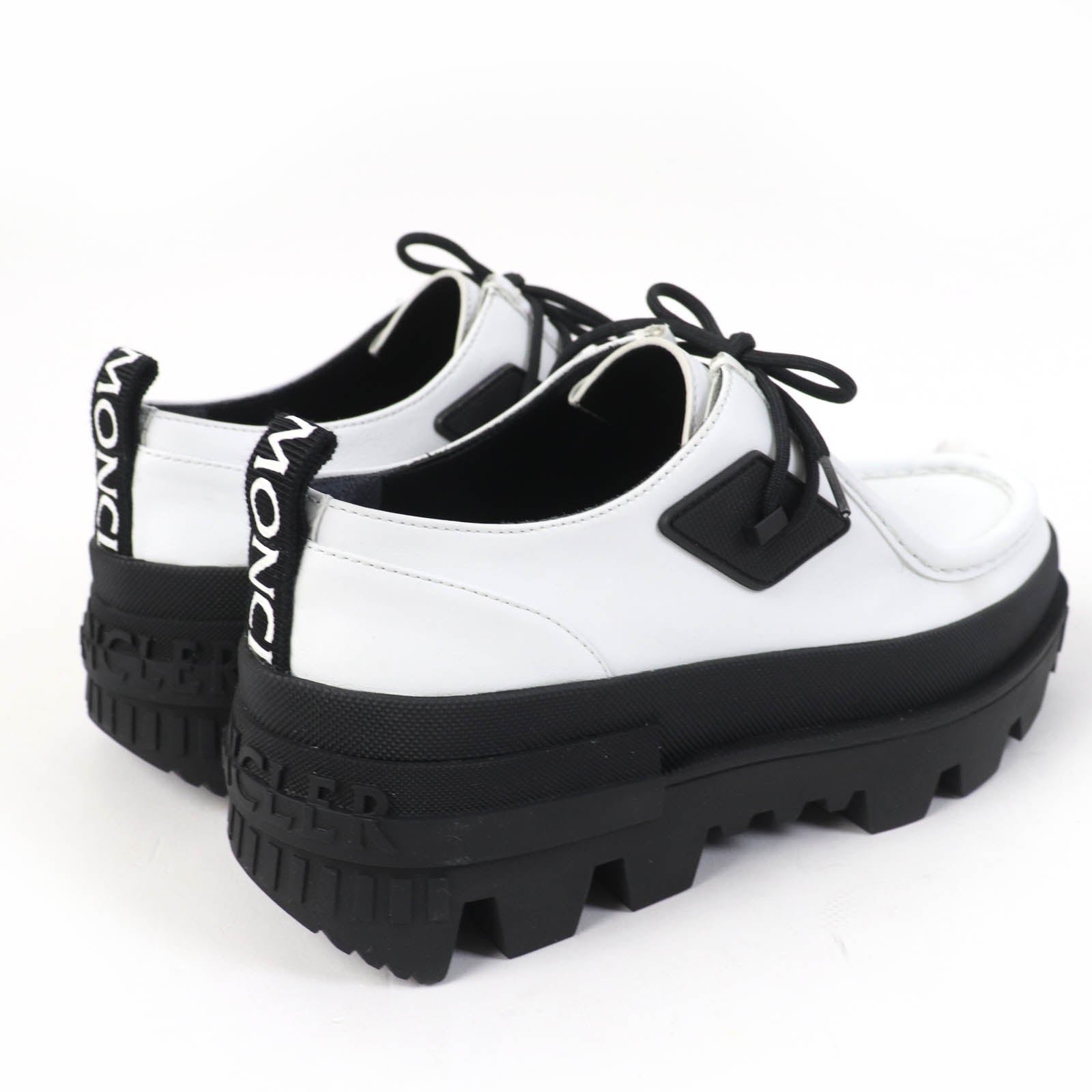 Moncler Leather Chunky Sole Loafers White Black