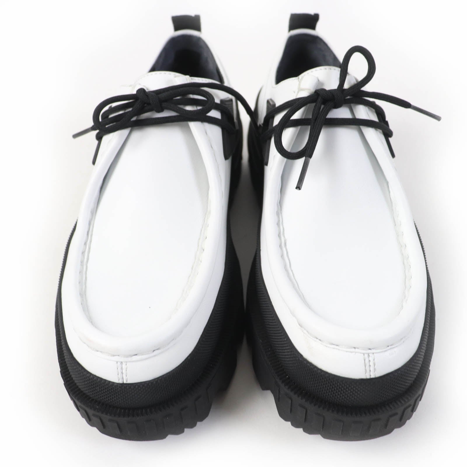 Moncler Leather Chunky Sole Loafers White Black