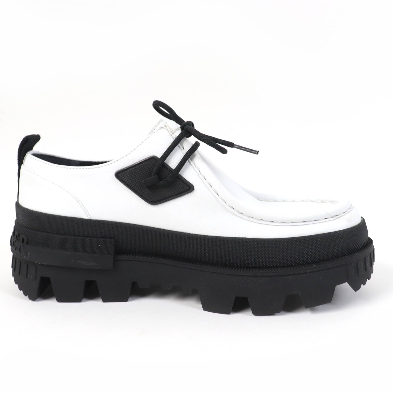 Moncler Leather Chunky Sole Loafers White Black