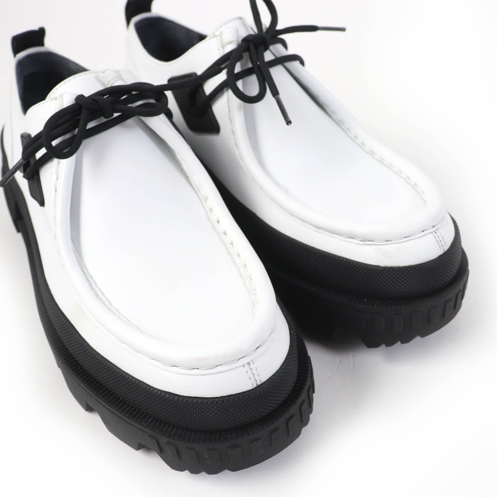 Moncler Leather Chunky Sole Loafers White Black