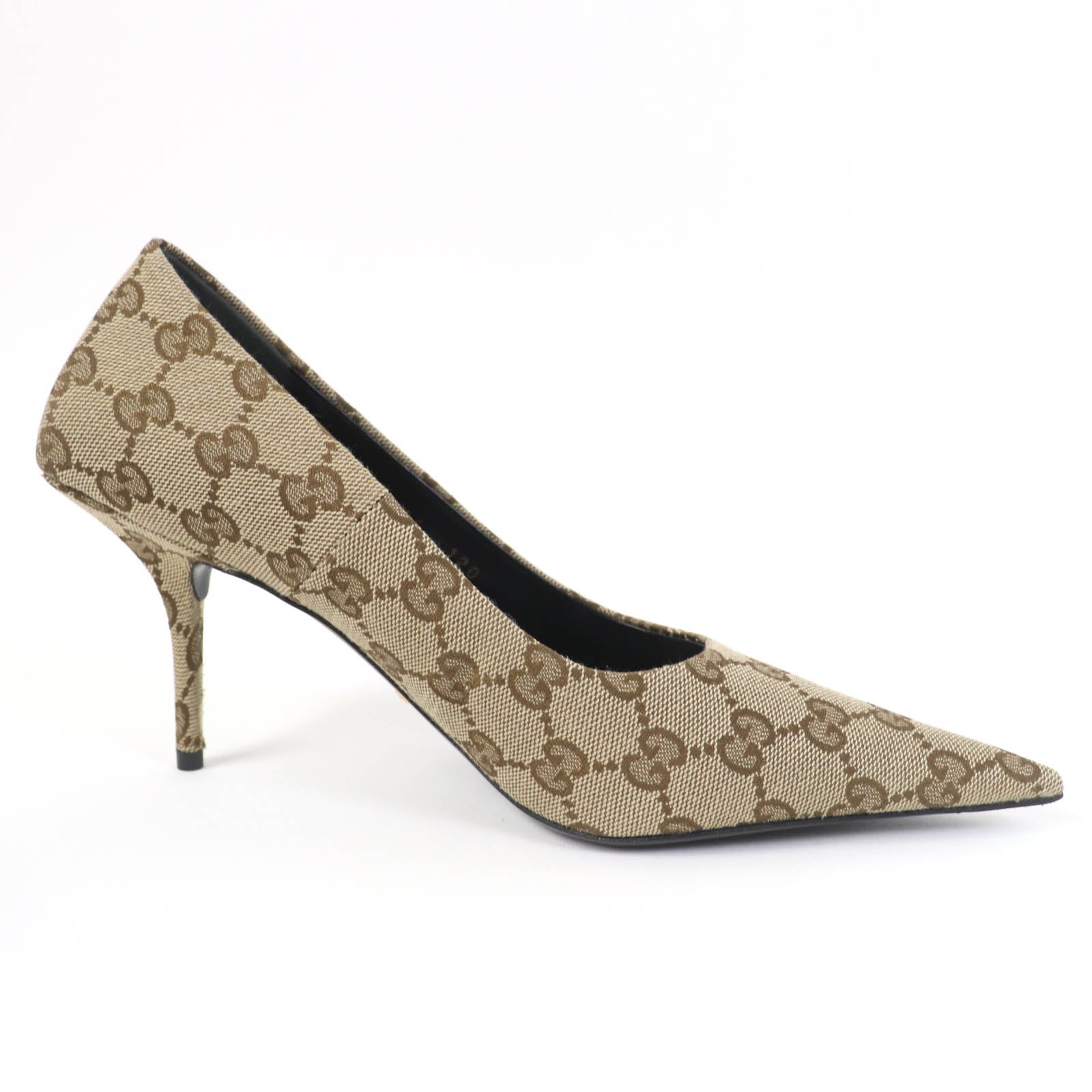 Gucci GG Canvas Pointed Toe Pumps Brown 36