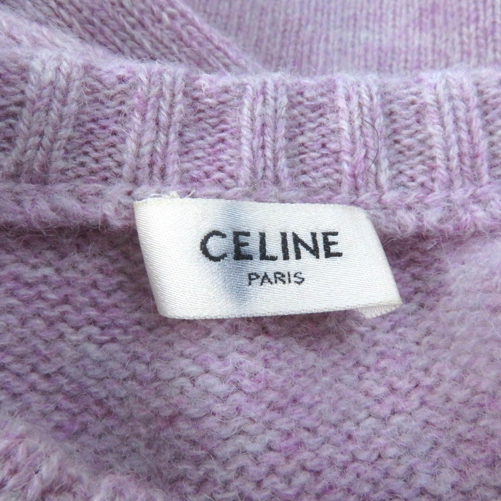 Celine Wool Crew Neck Knit Sweater Purple S