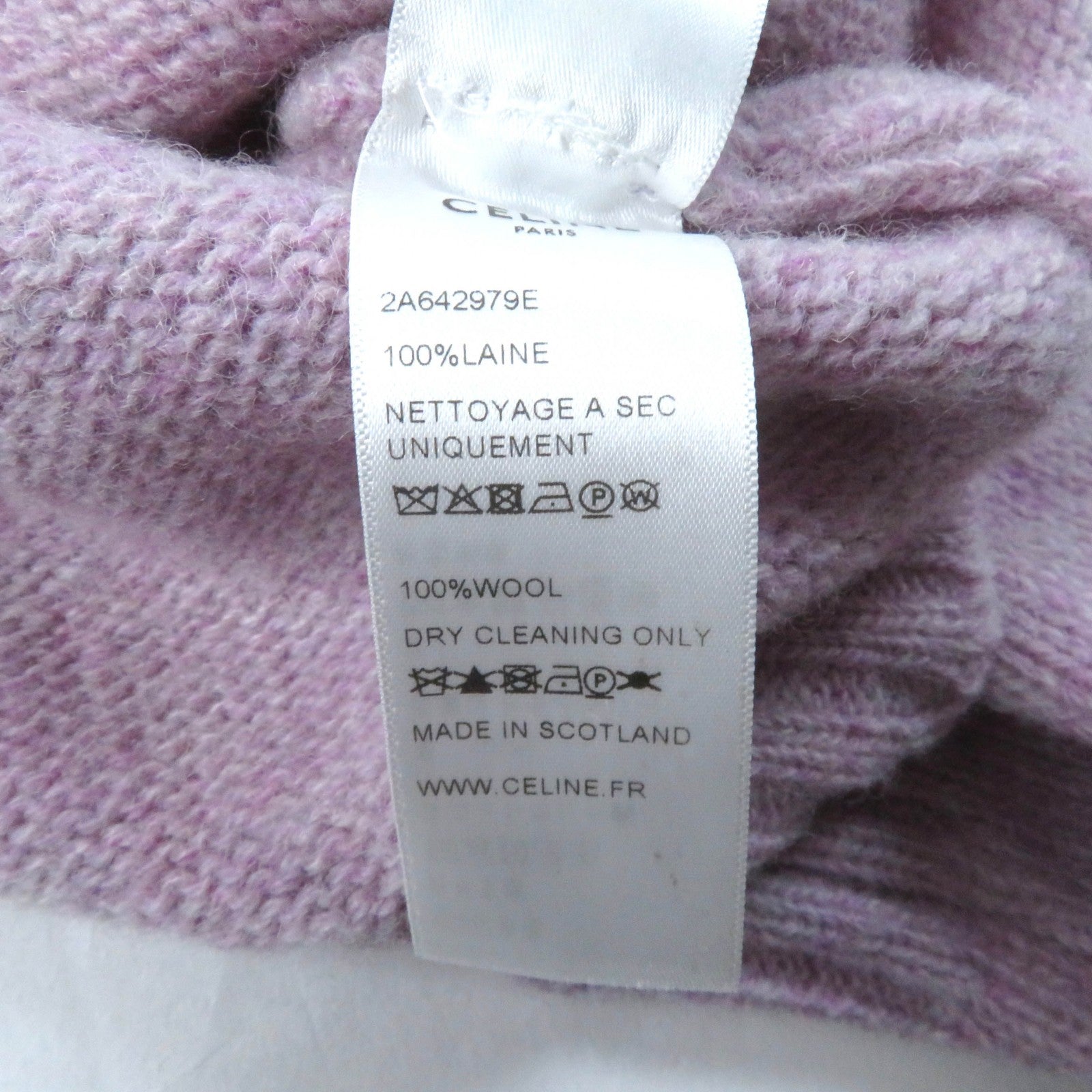 Celine Wool Crew Neck Knit Sweater Purple S