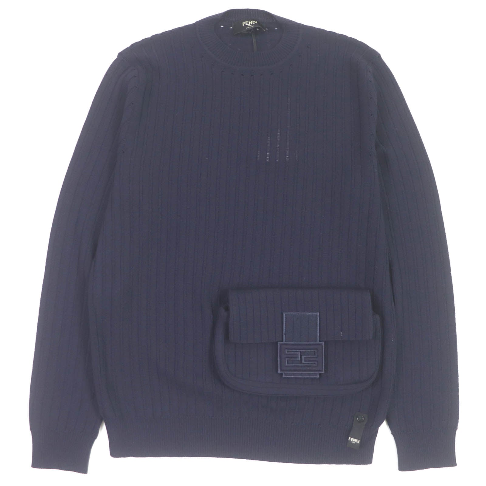 Fendi Wool FF Logo Baguette Sweater Navy