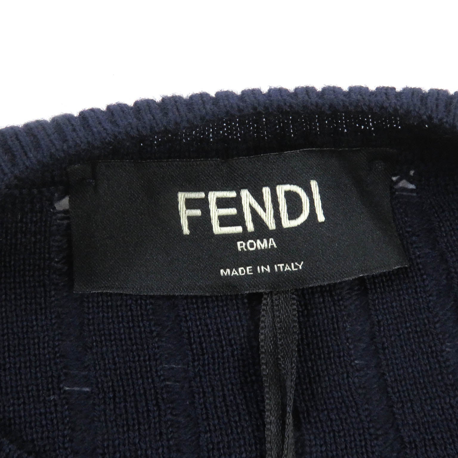 Fendi Wool FF Logo Baguette Sweater Navy