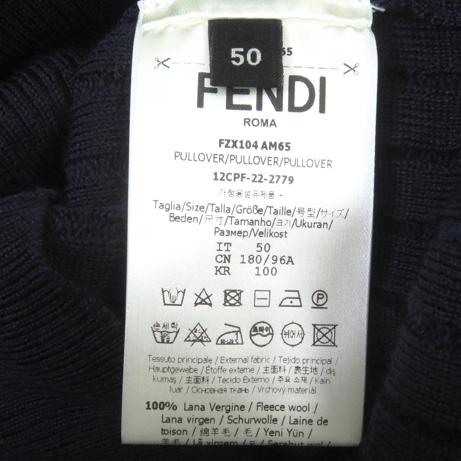 Fendi Wool FF Logo Baguette Sweater Navy