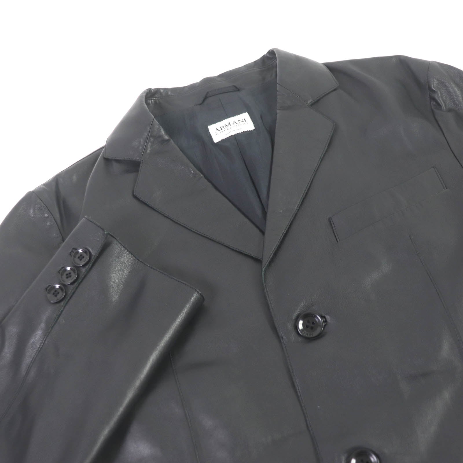 Armani Collezioni Lambskin Leather Jacket Black 46