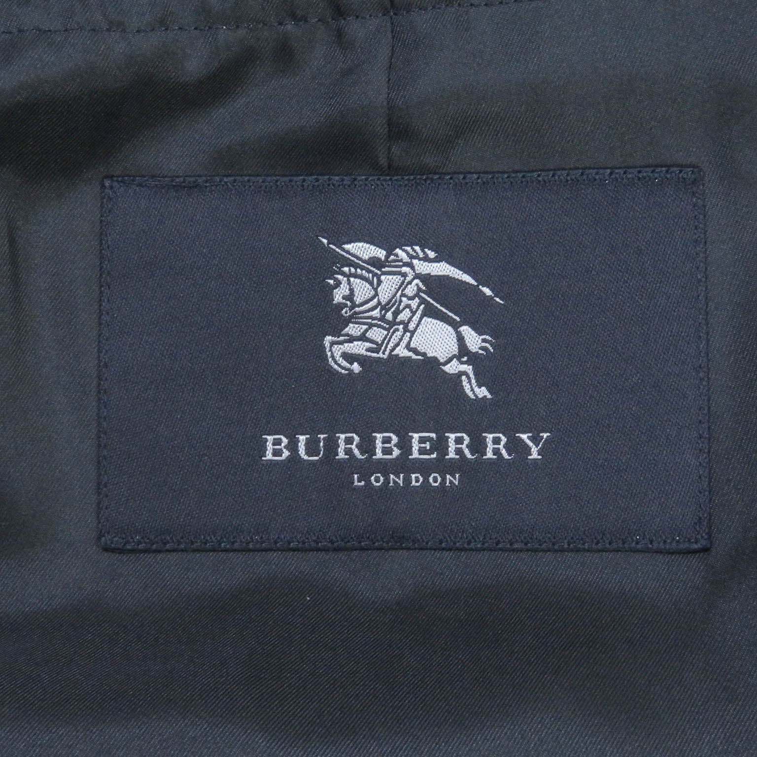 Burberry Wool Silk Nova Check Coat Navy