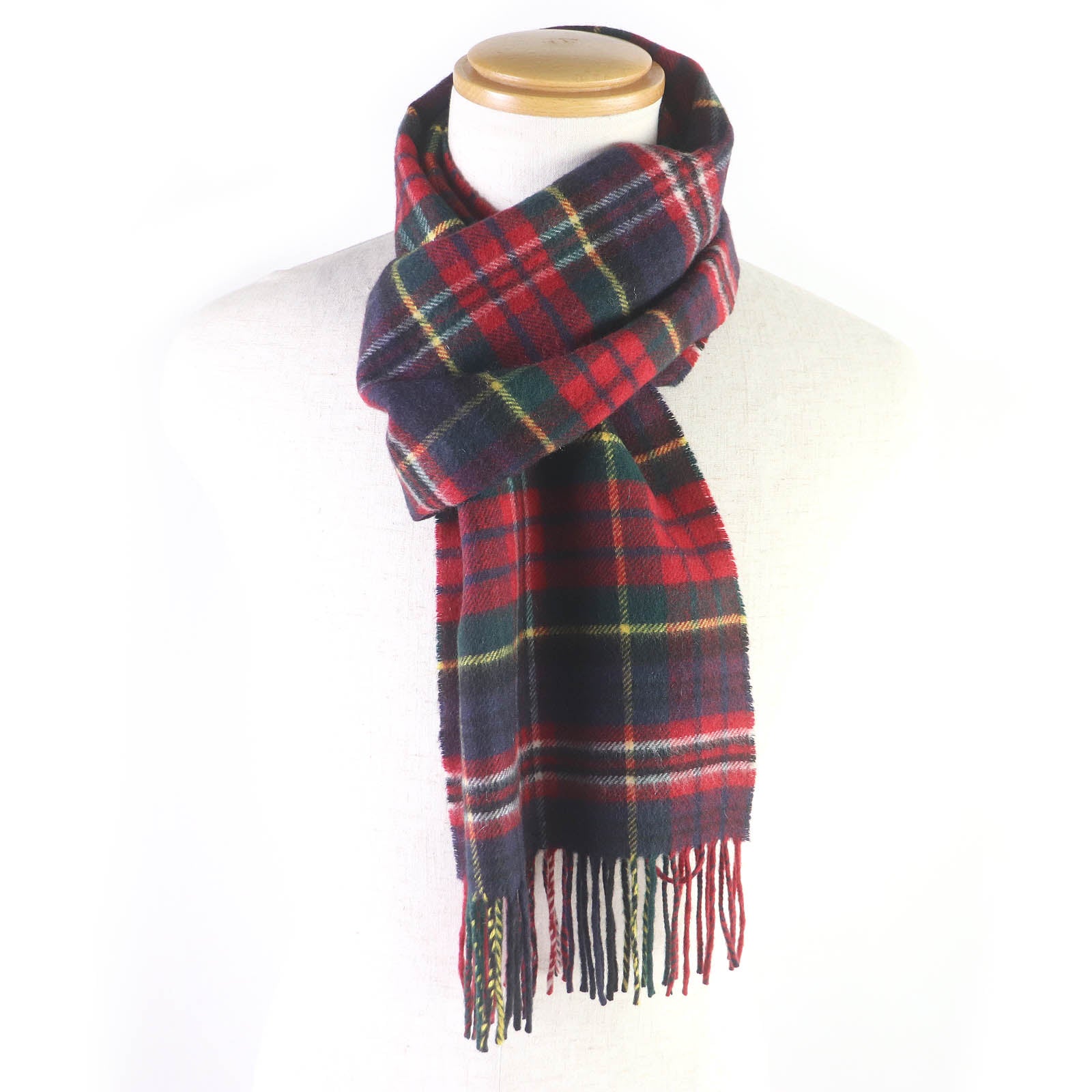 Johnstons Cashmere Tartan Fringe Scarf Red