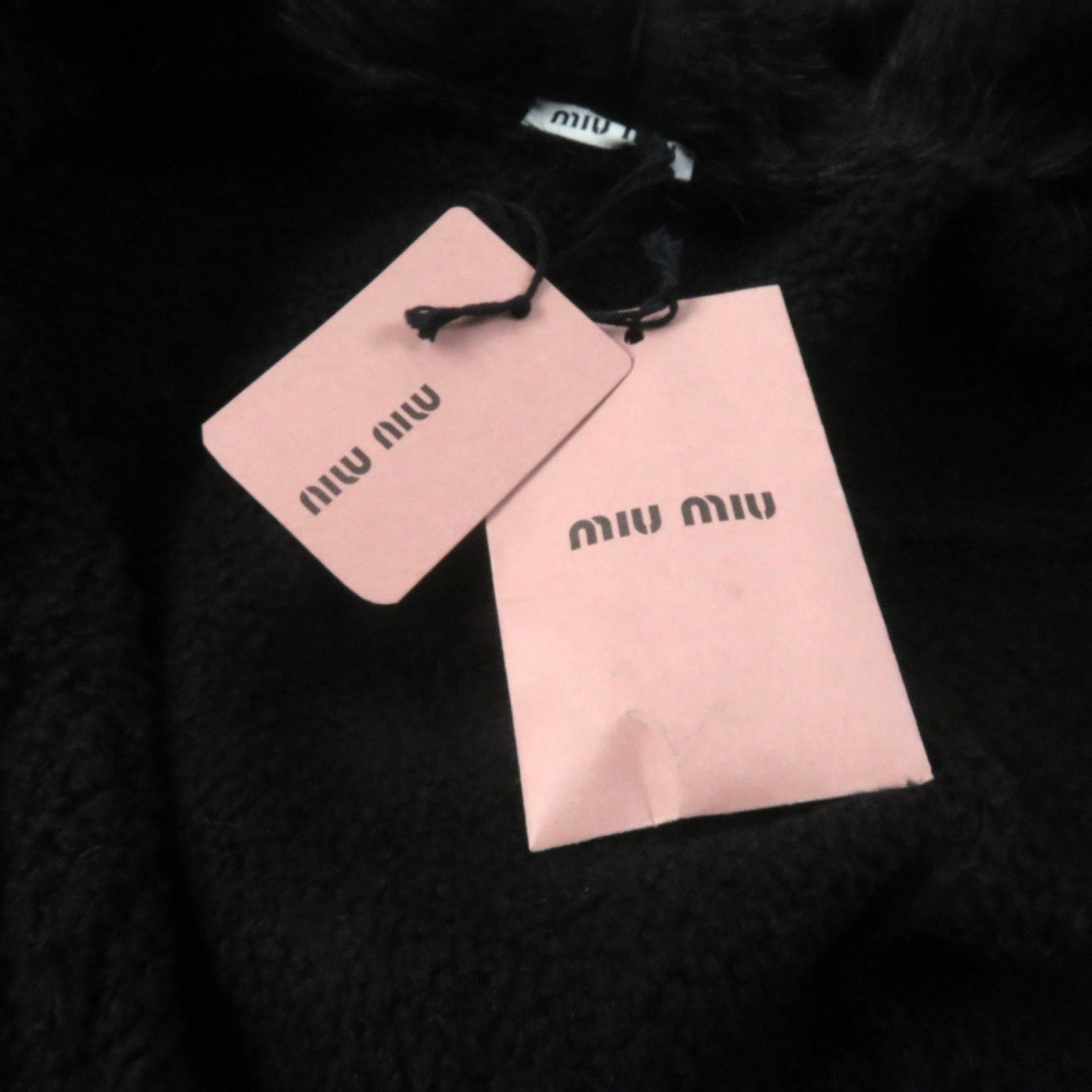 MIUMIU Mouton Ferret Fur Coat Black 36 Women