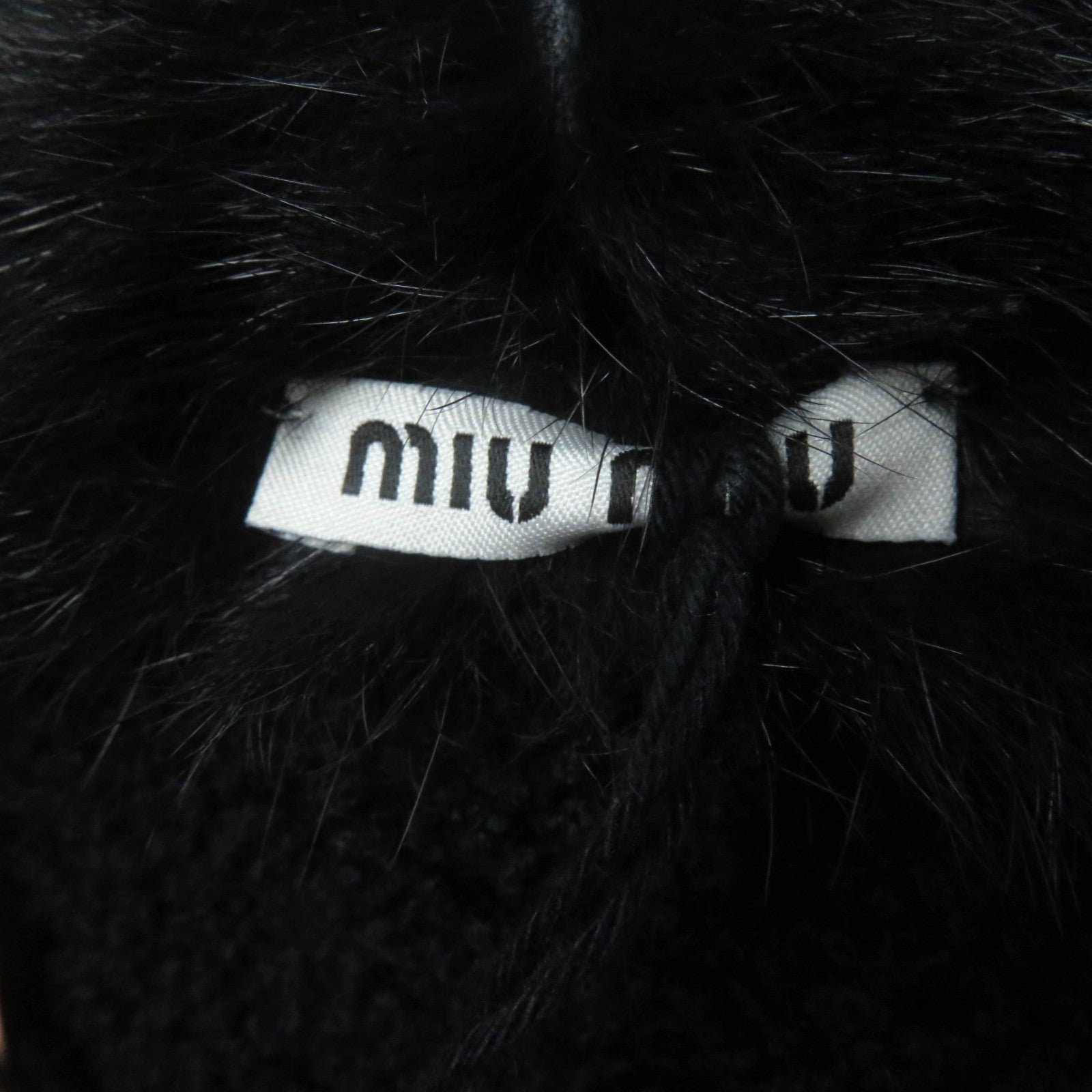 MIUMIU Mouton Ferret Fur Coat Black 36 Women