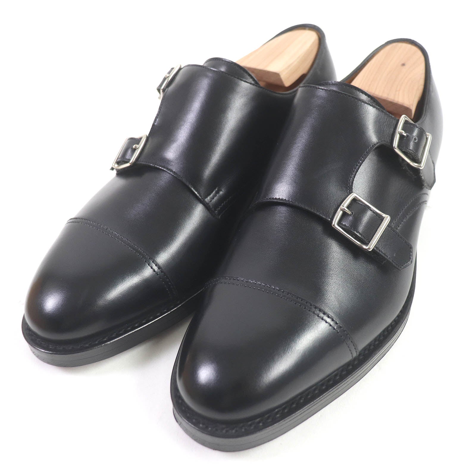 John Lobb William Black Calf Double Monk Shoes