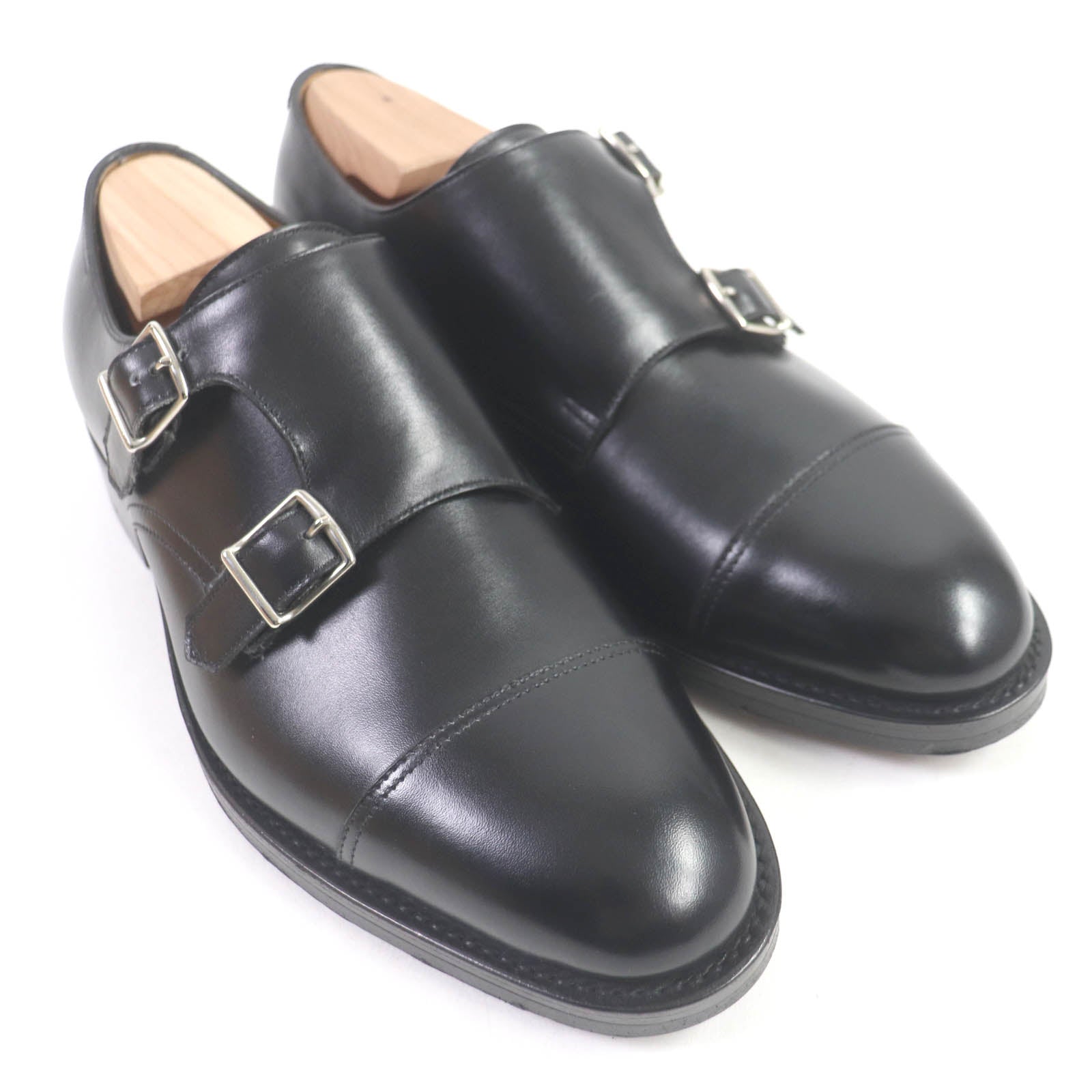 John Lobb William Black Calf Double Monk Shoes