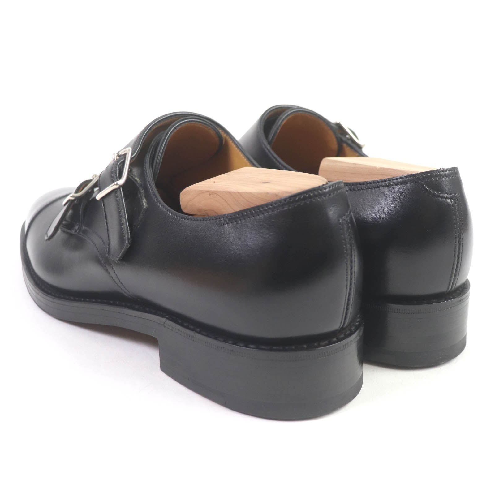 John Lobb William Black Calf Double Monk Shoes