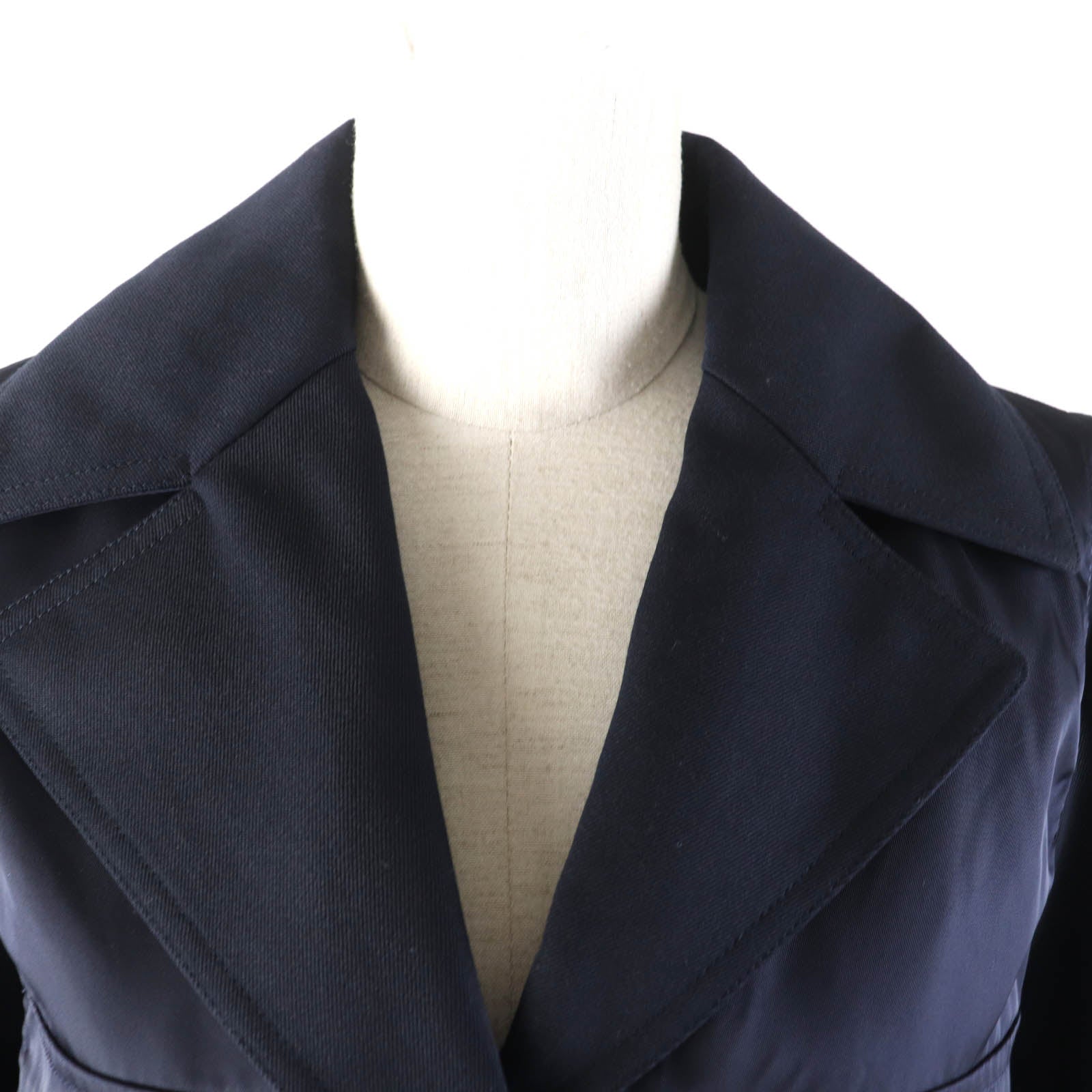 Chloe Wool Nylon Belted Jacket Coat Navy 36 Women