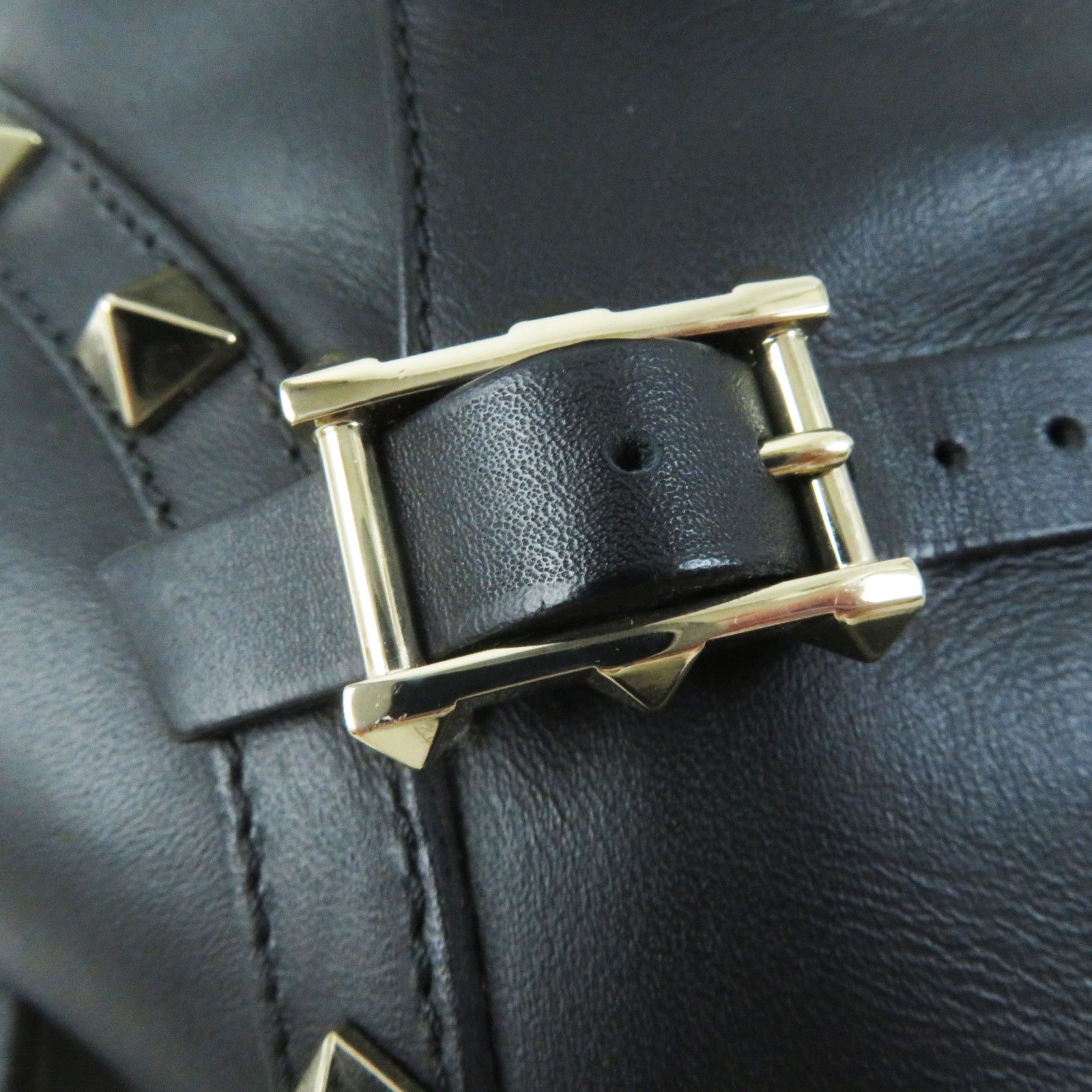 Valentino Leather Short Boots Black Gold 35.5