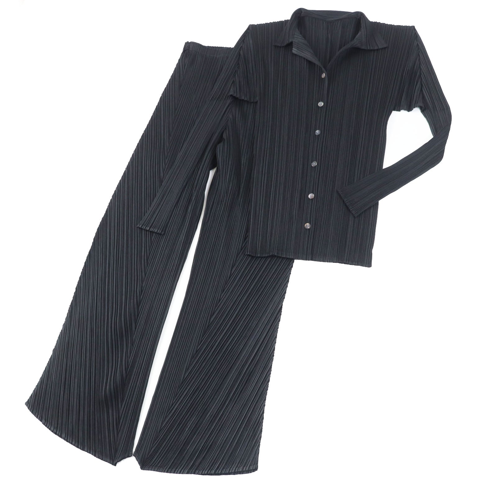 PLEATS PLEASE Polyester Jacket Pants Set Black