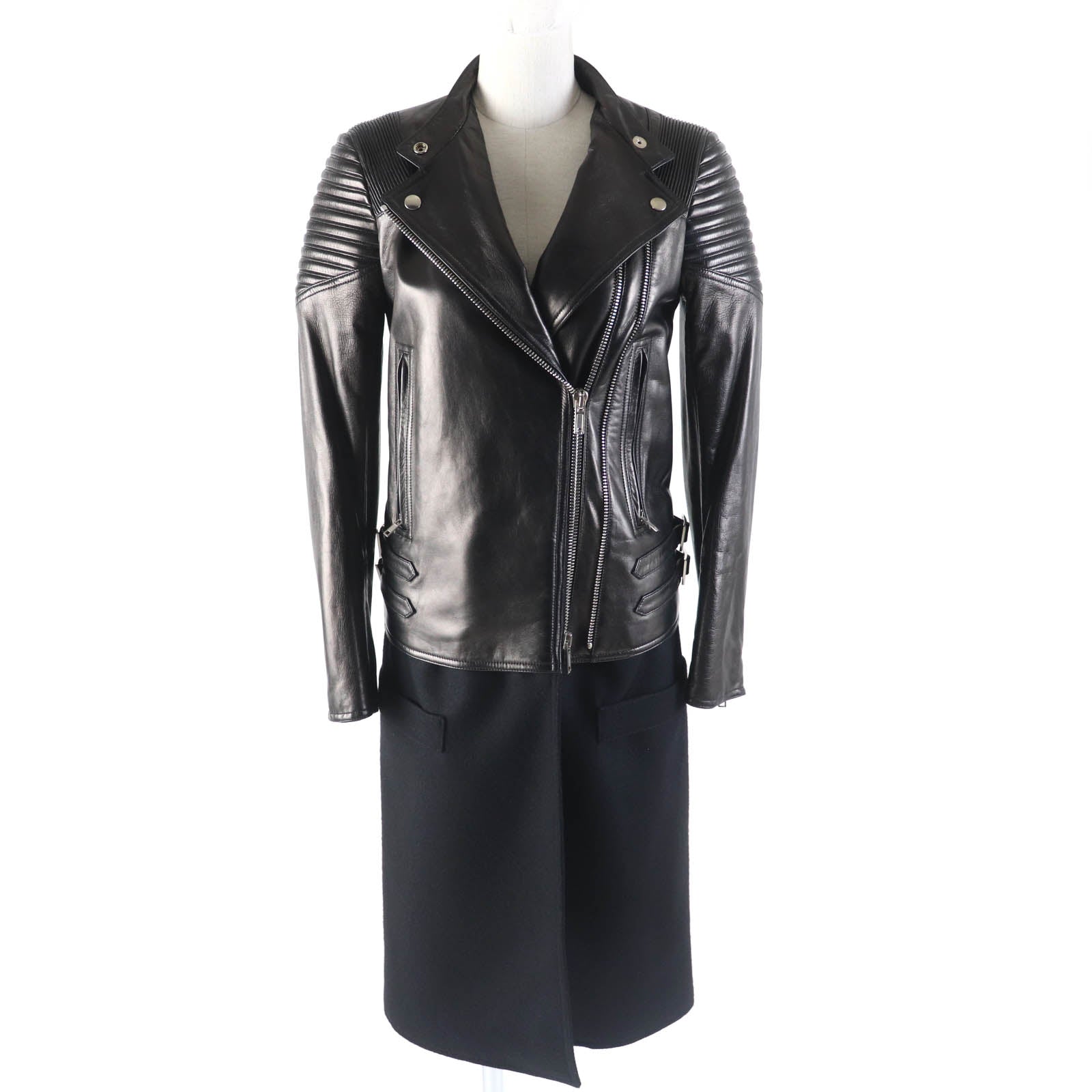 Givenchy Lambskin Wool Riders Coat Black 36 Women