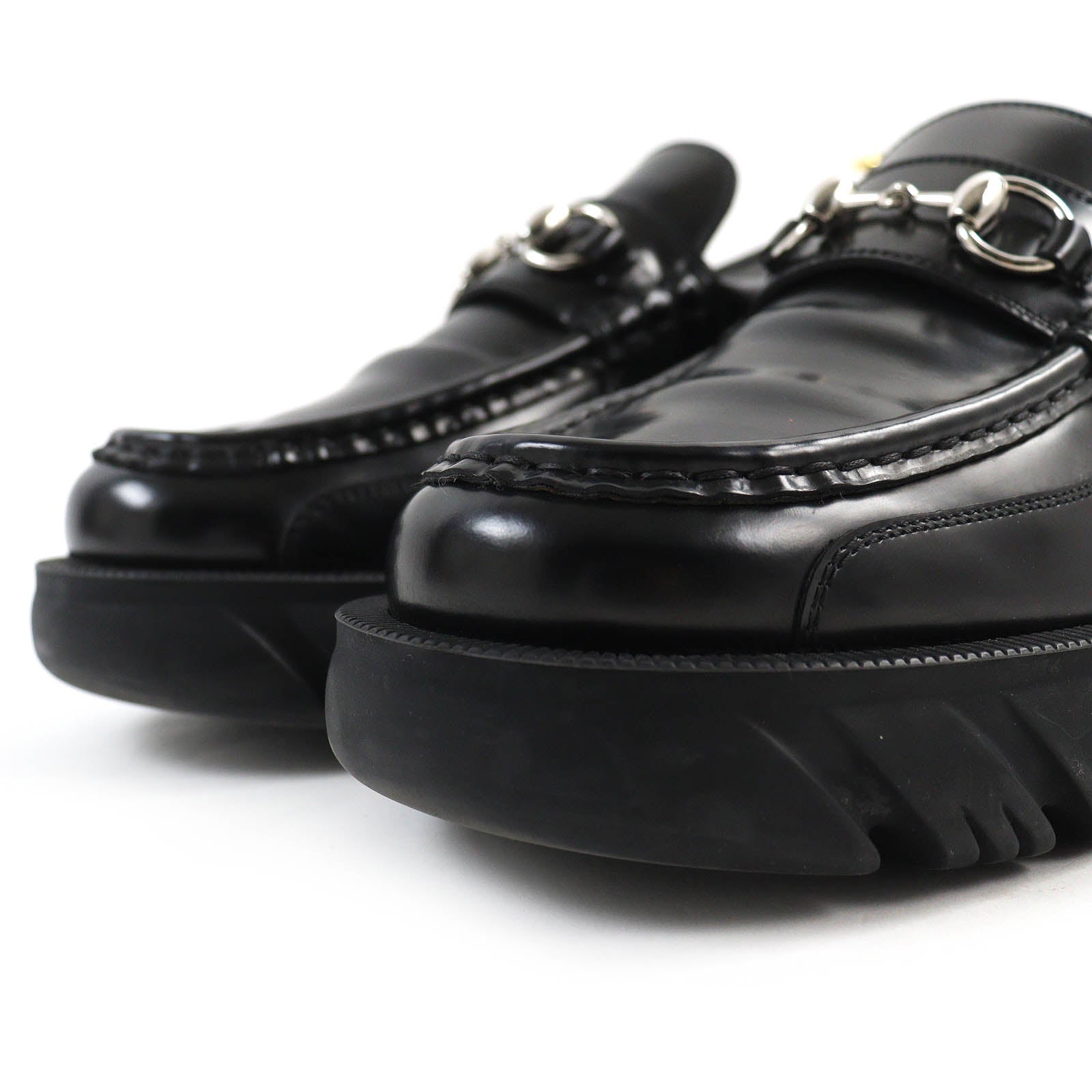 GUCCI Leather Horsebit Loafers Black 658822