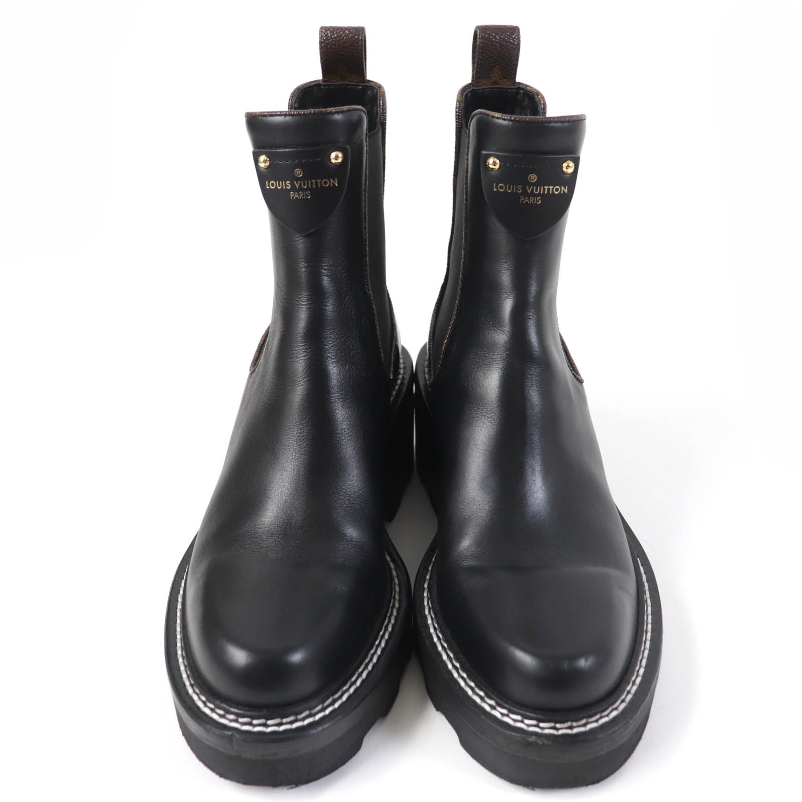 Louis Vuitton Leather Ankle Boots Black 35.5 Women