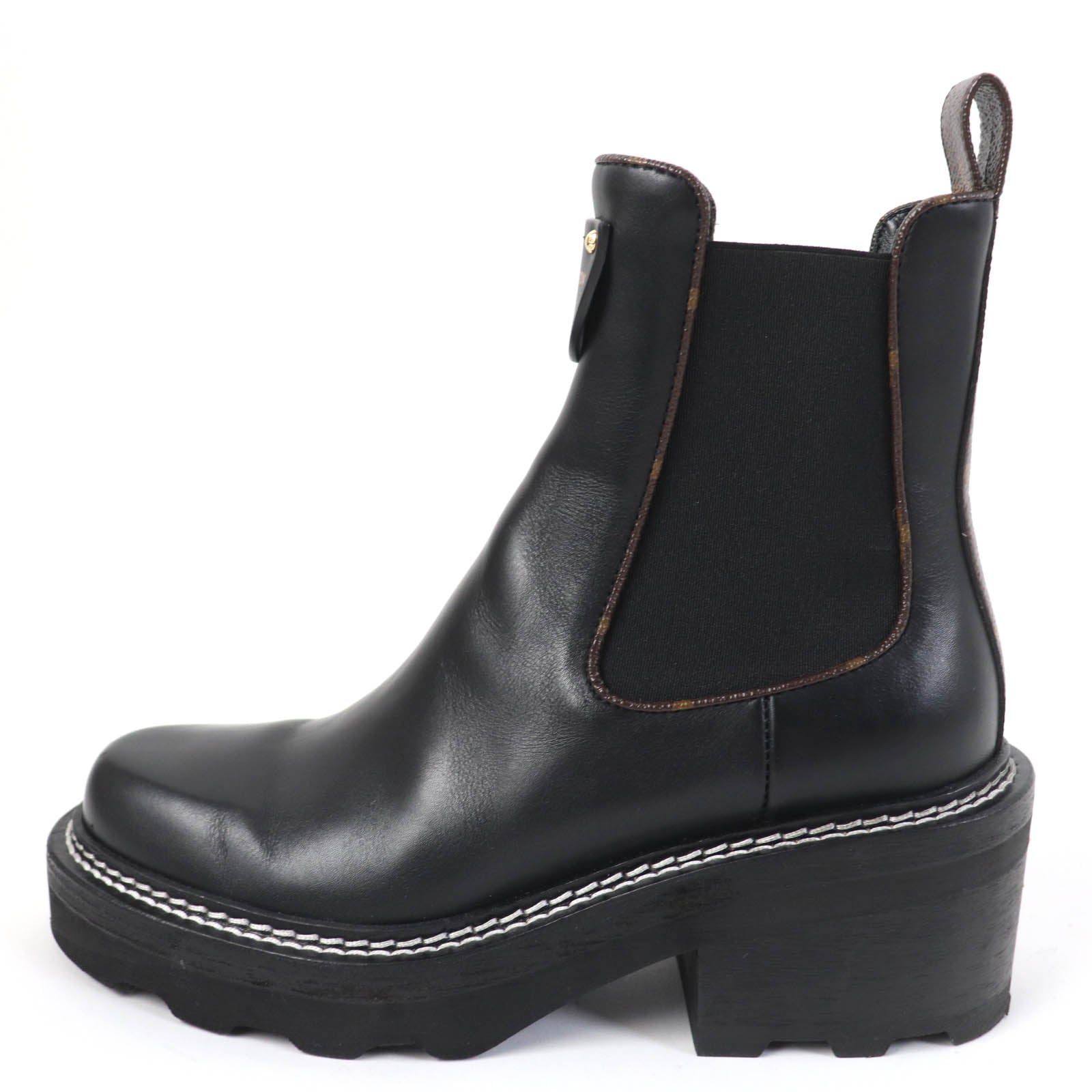 Louis Vuitton Leather Ankle Boots Black 35.5 Women