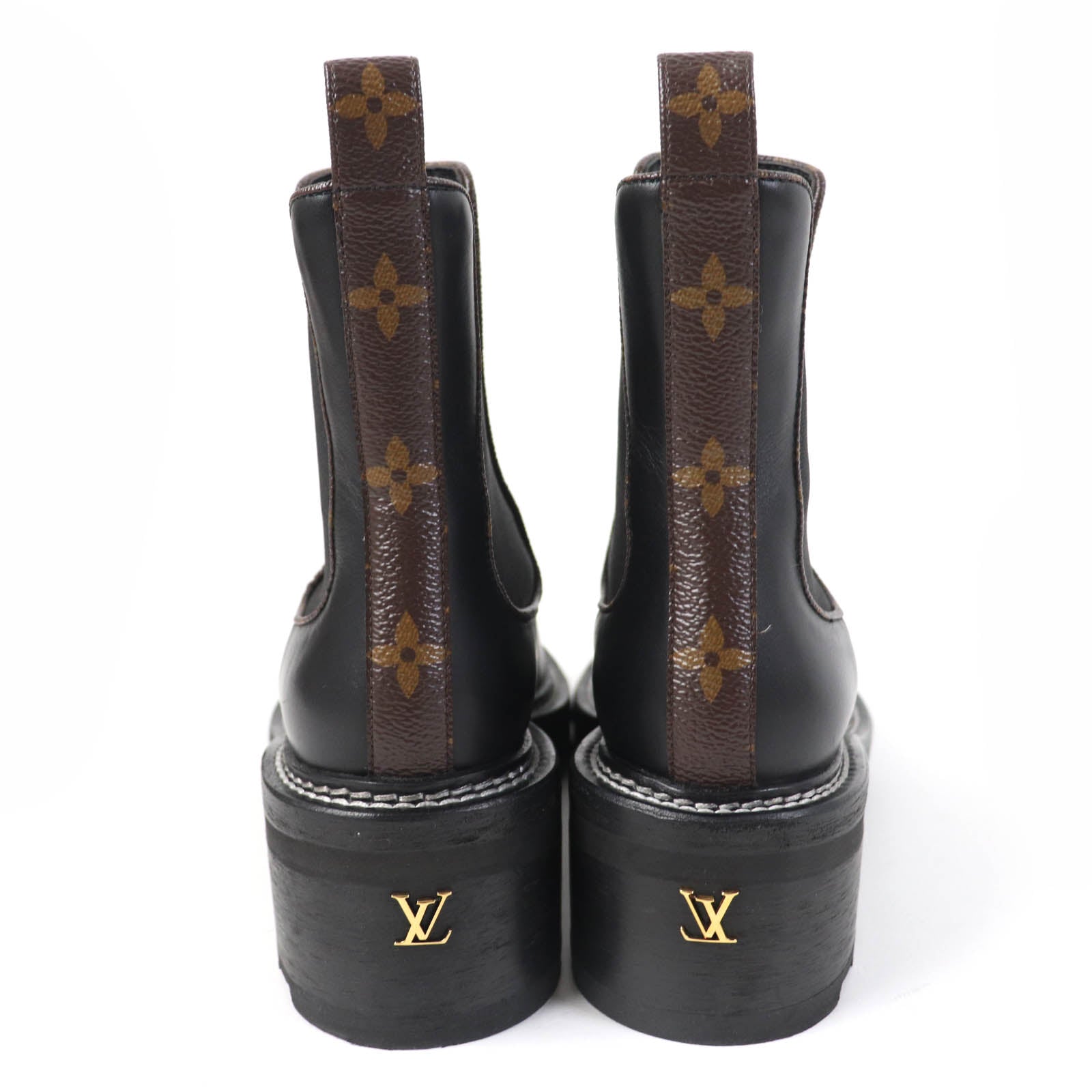 Louis Vuitton Leather Ankle Boots Black 35.5 Women