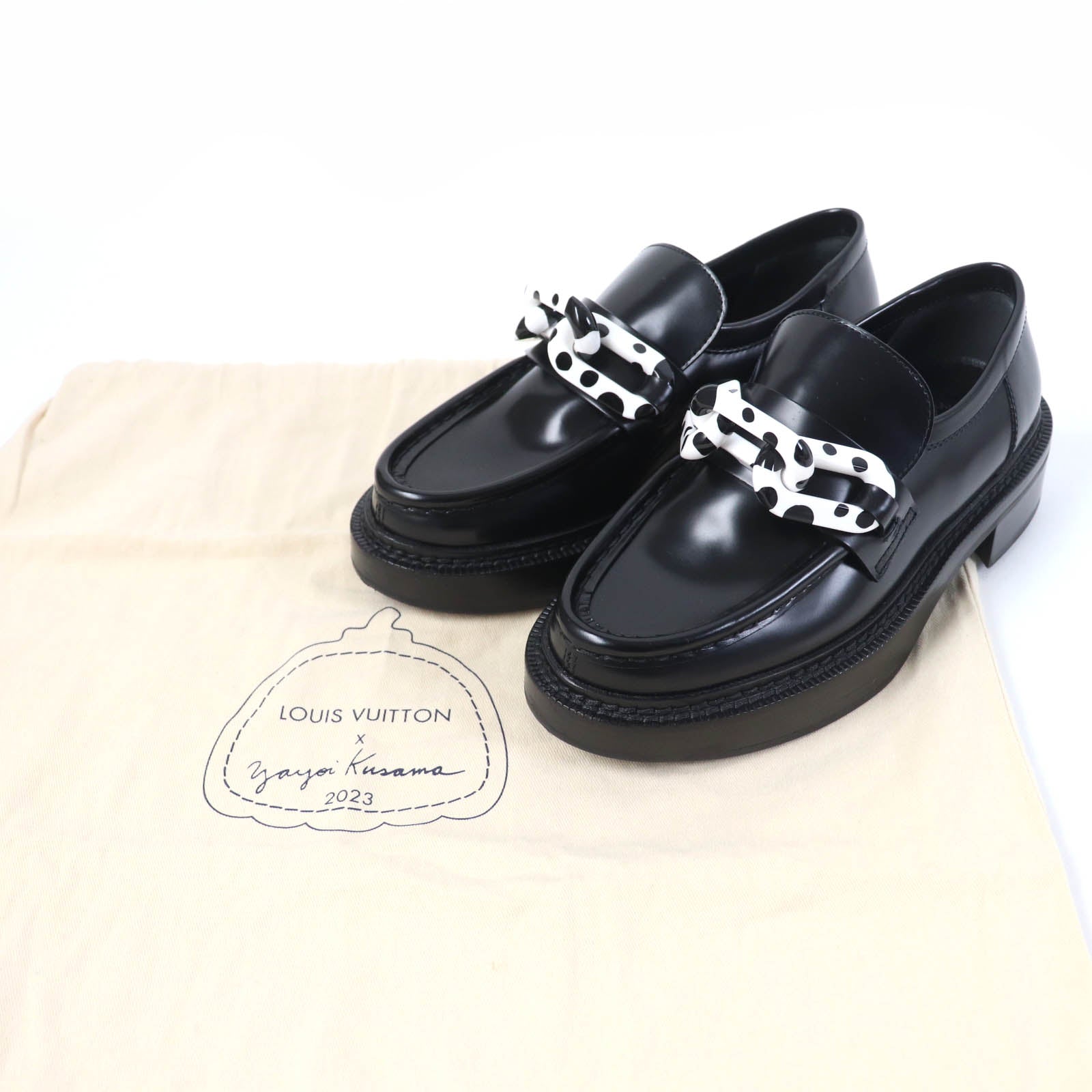 Louis Vuitton Yayoi Kusama Leather Loafers Black