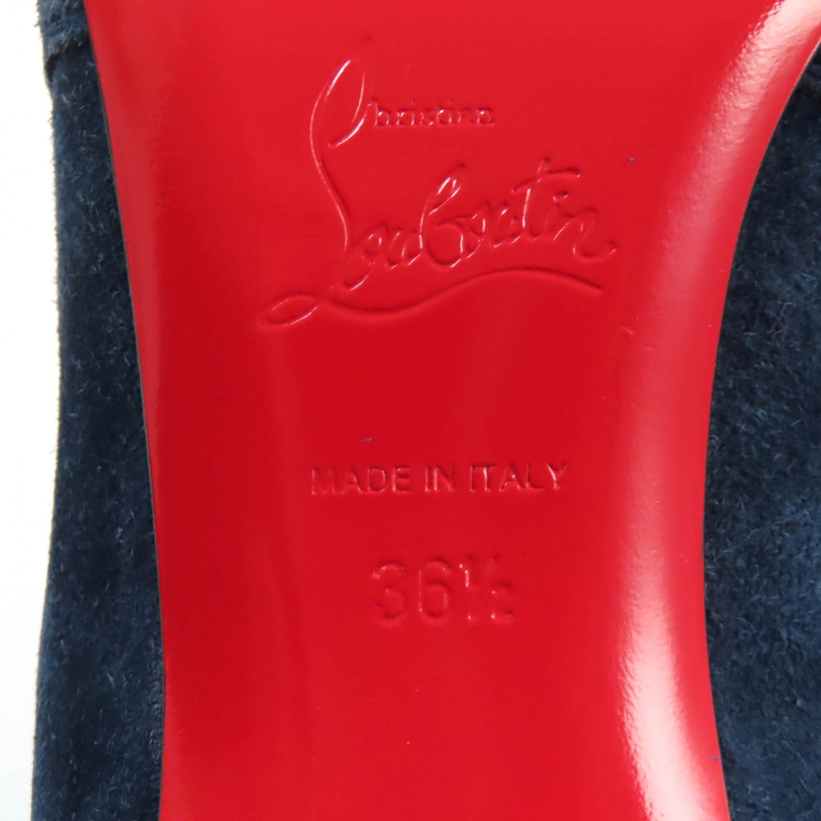 Christian Louboutin Suede Leather Boots Navy 36.5