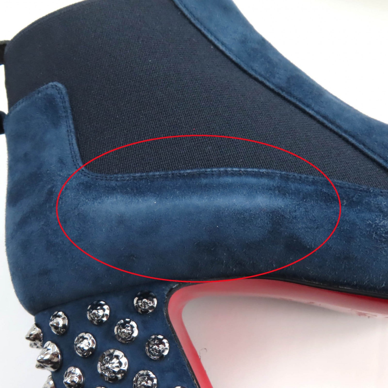 Christian Louboutin Suede Leather Boots Navy 36.5