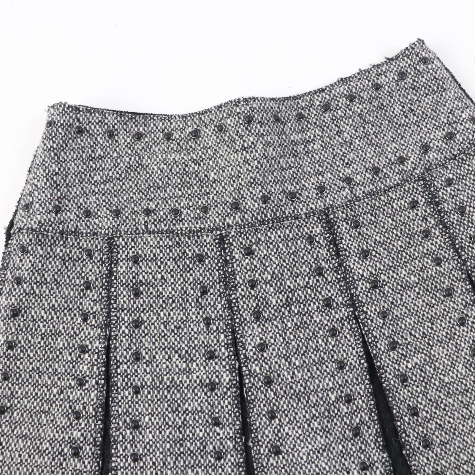 Valentino Wool Silk Tweed Skirt with Studs and Lace