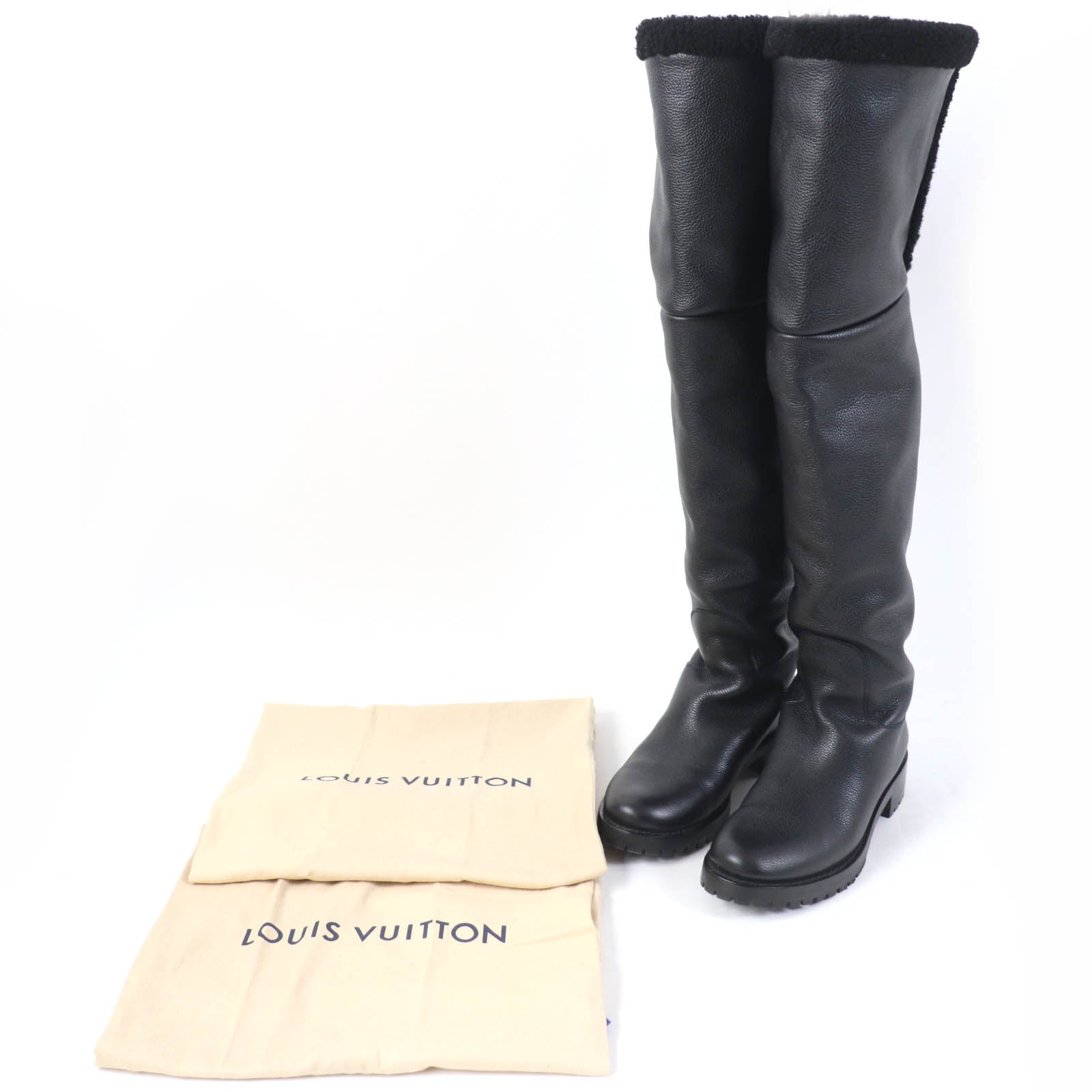 Louis Vuitton Monogram Leather Knee High Boots