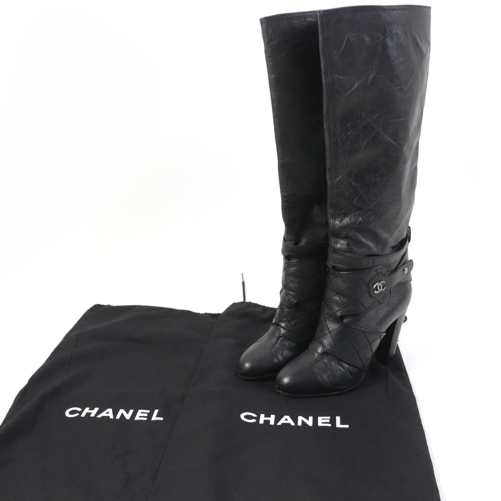 Chanel G25325 COCO Mark Leather Knee-high Boots