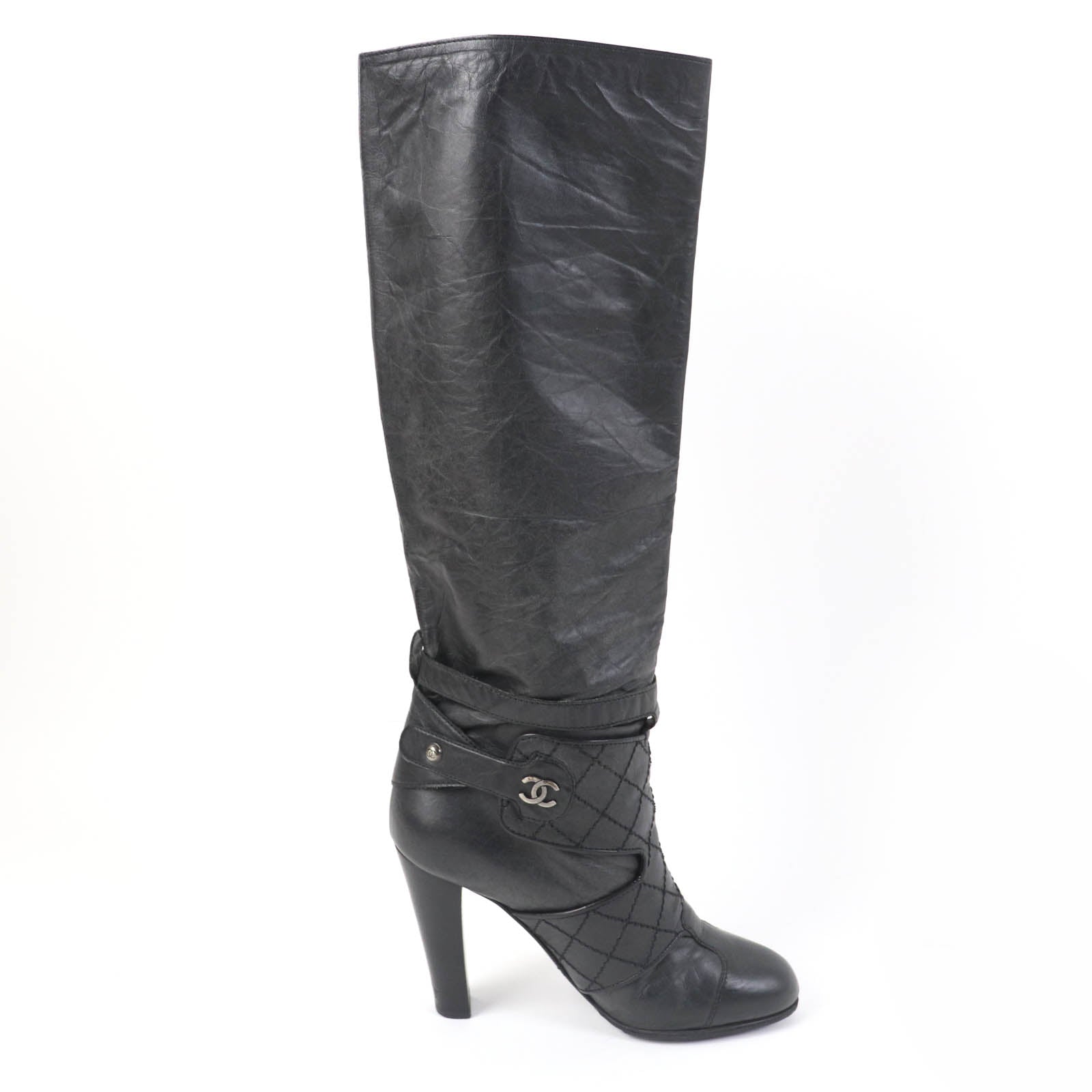 Chanel G25325 COCO Mark Leather Knee-high Boots