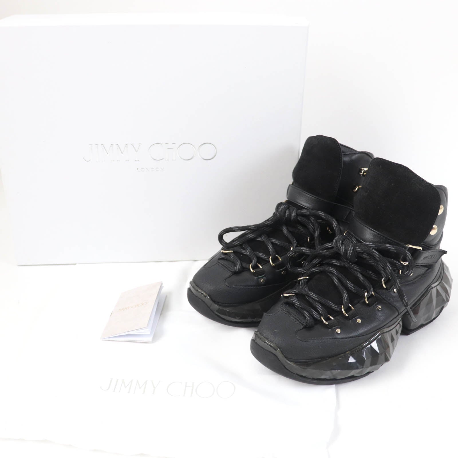 Jimmy Choo Diamond Hike Leather Sneakers Black