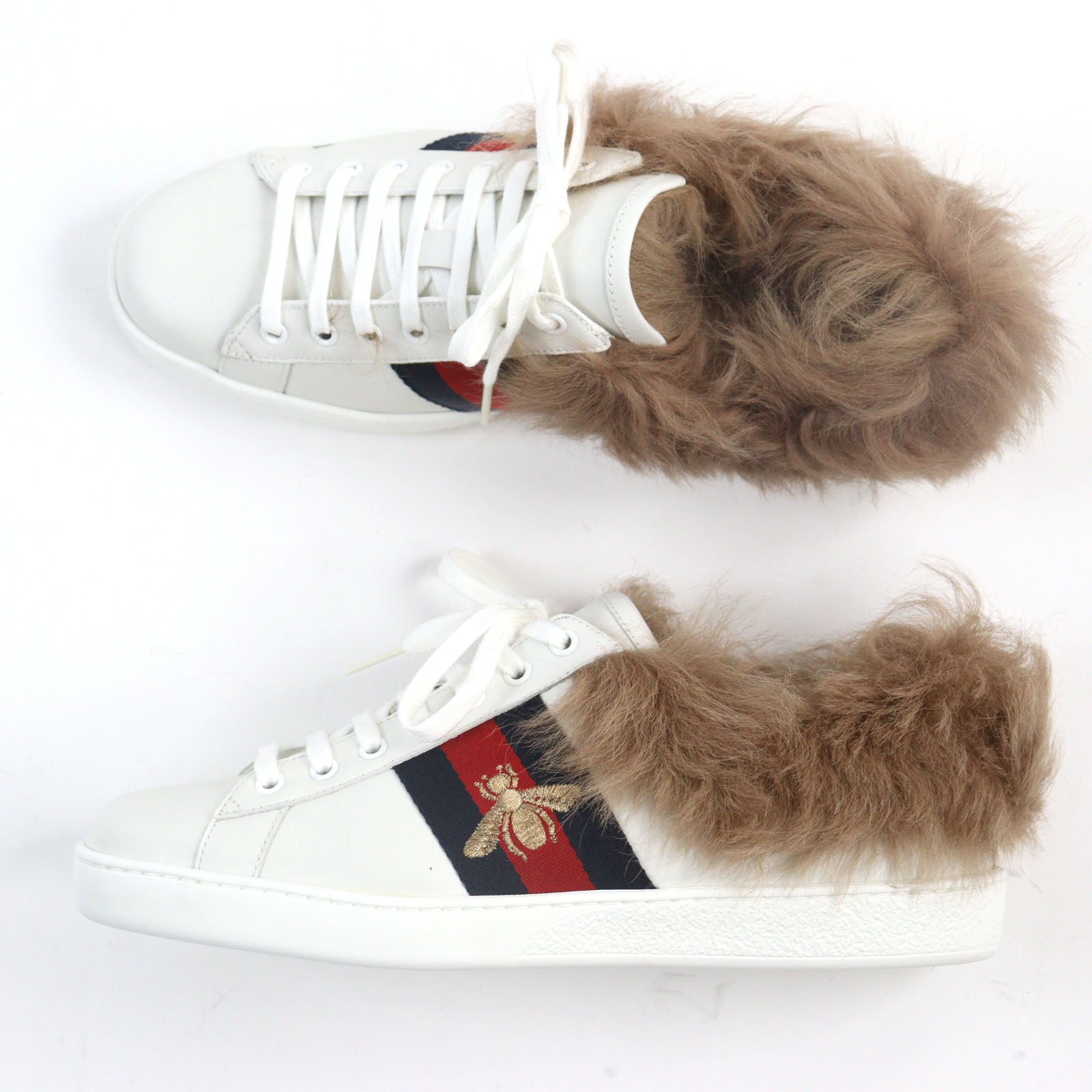 Gucci Ace Low Top Sneakers Fur Bee Embroidery